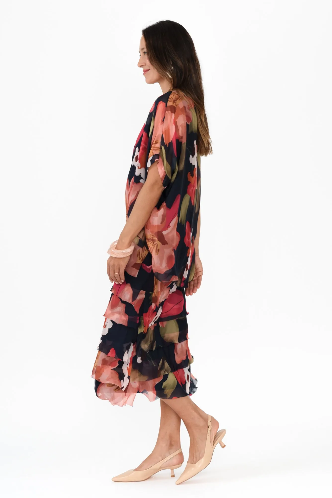 Katerina Navy Petal Silk Overlay Maxi Dress sold by Blue Bungalow product image thumbnail 3