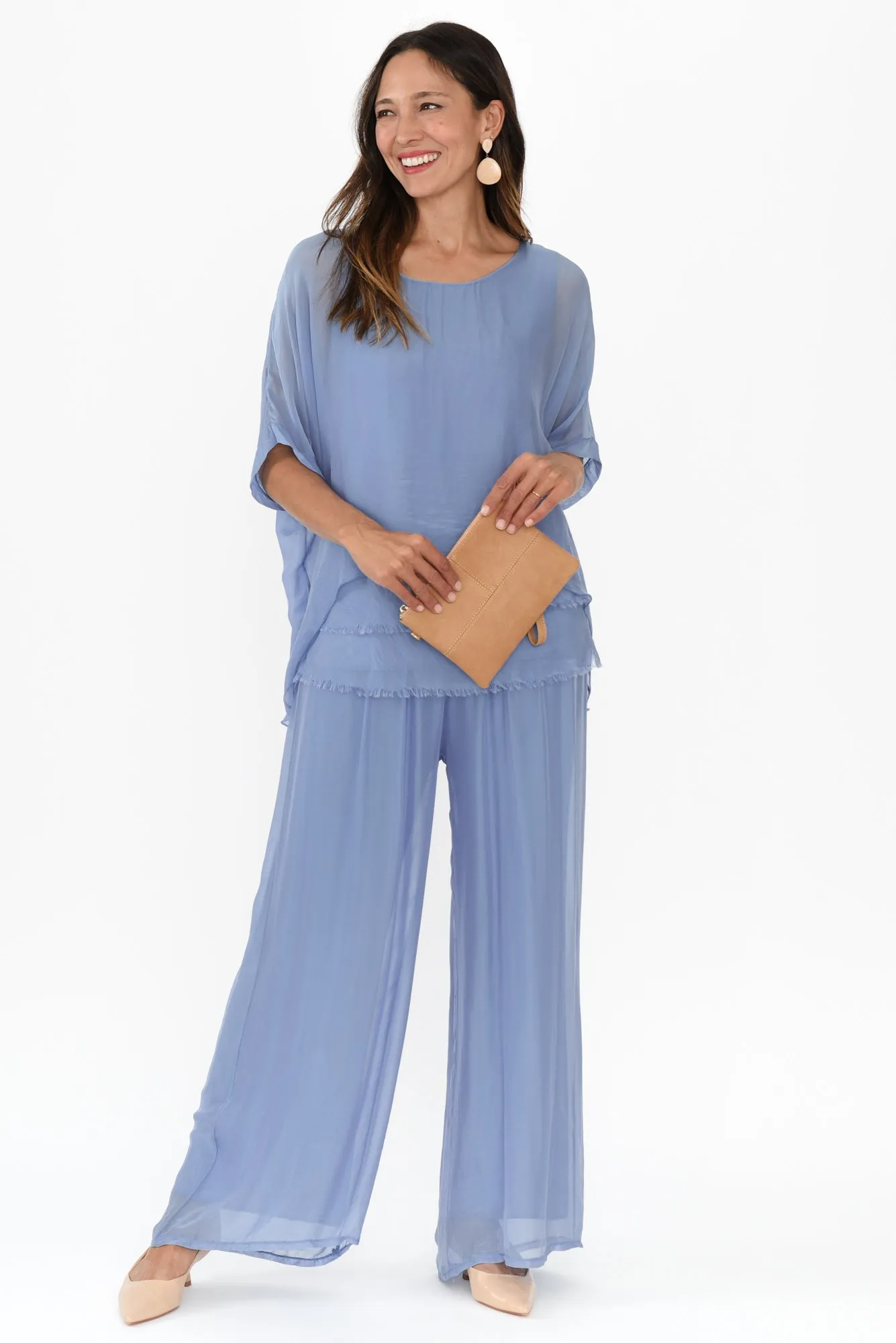 Talia Blue Silk Layer Top sold by Blue Bungalow product image thumbnail 2