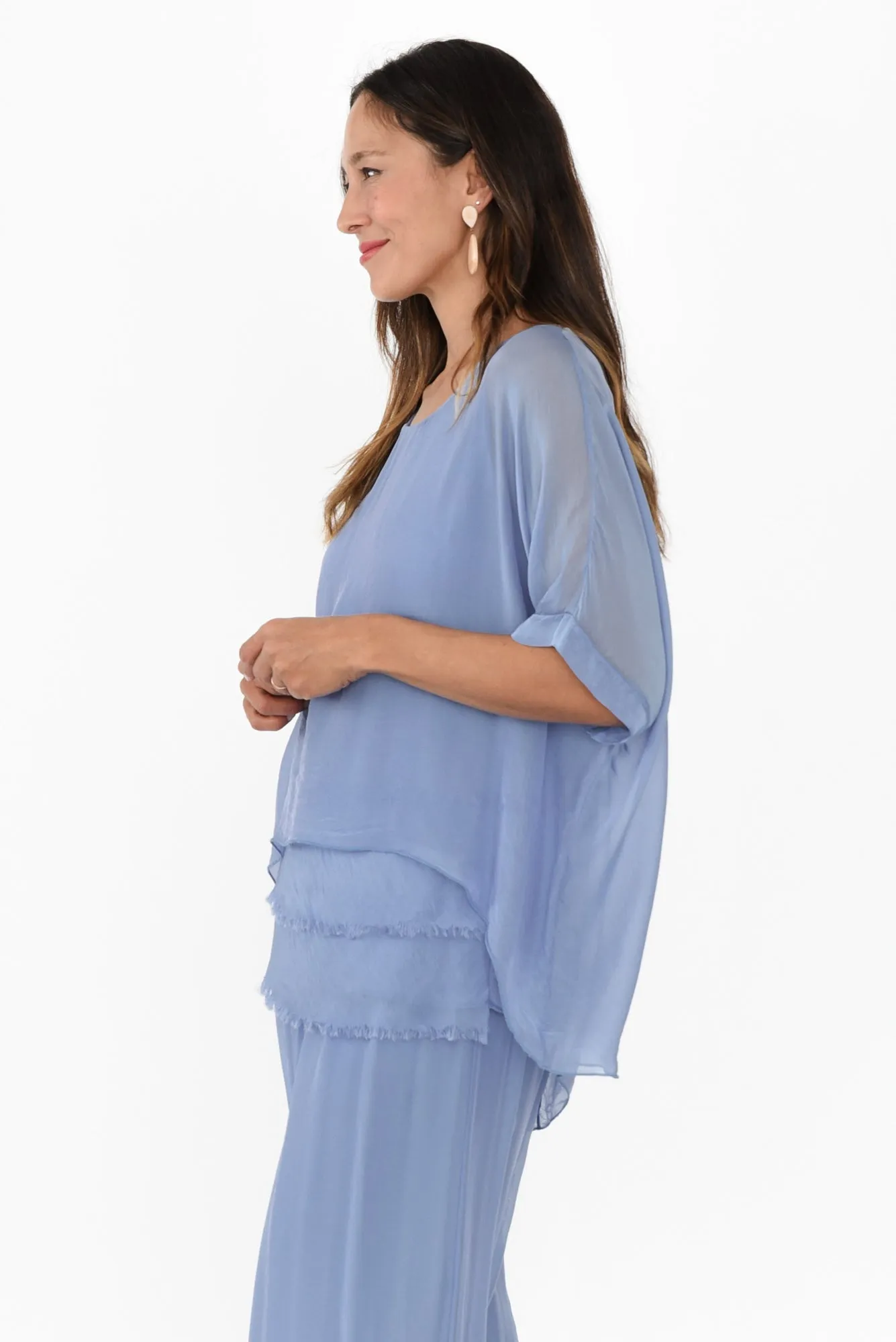 Talia Blue Silk Layer Top sold by Blue Bungalow product image thumbnail 3
