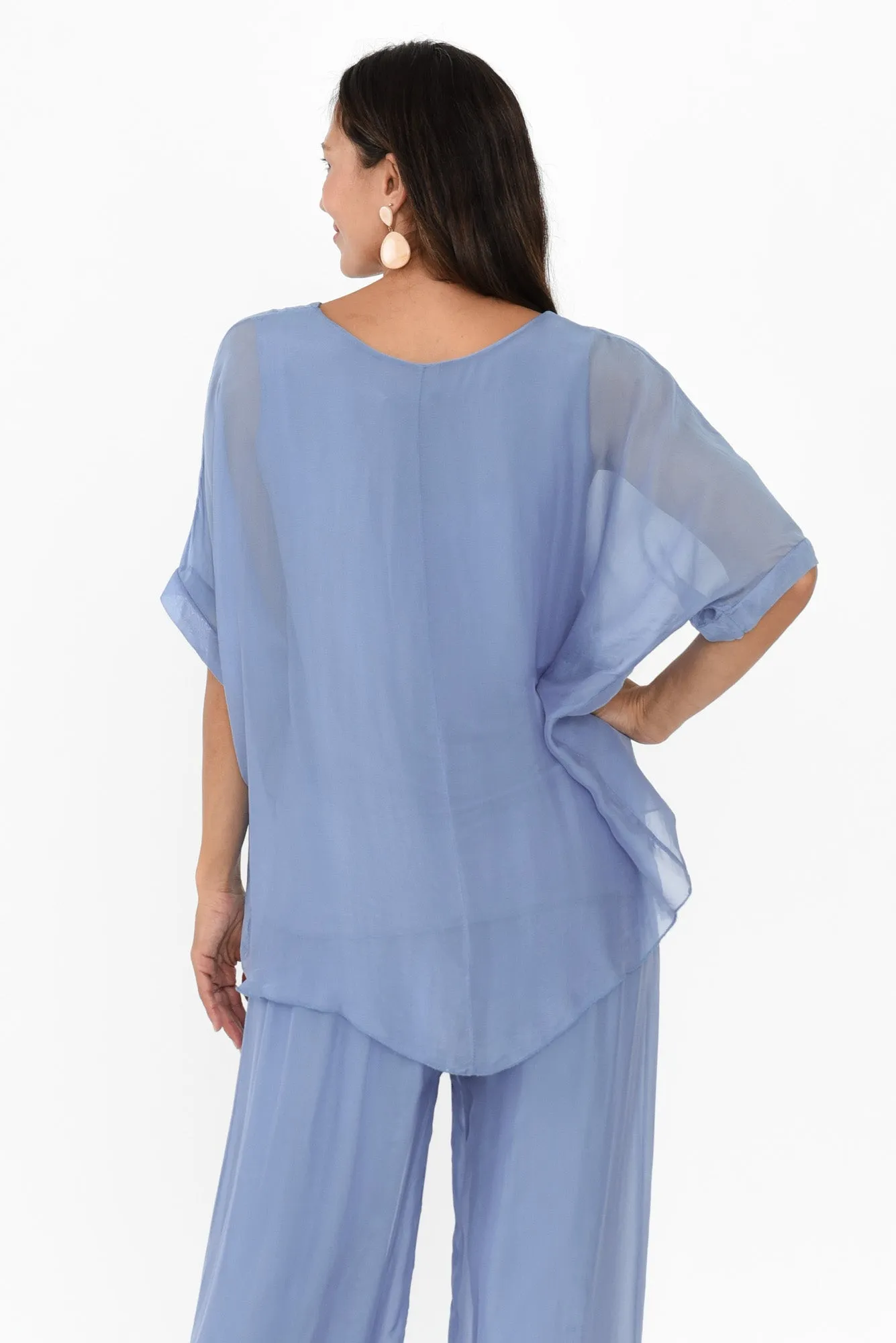 Talia Blue Silk Layer Top sold by Blue Bungalow product image thumbnail 4