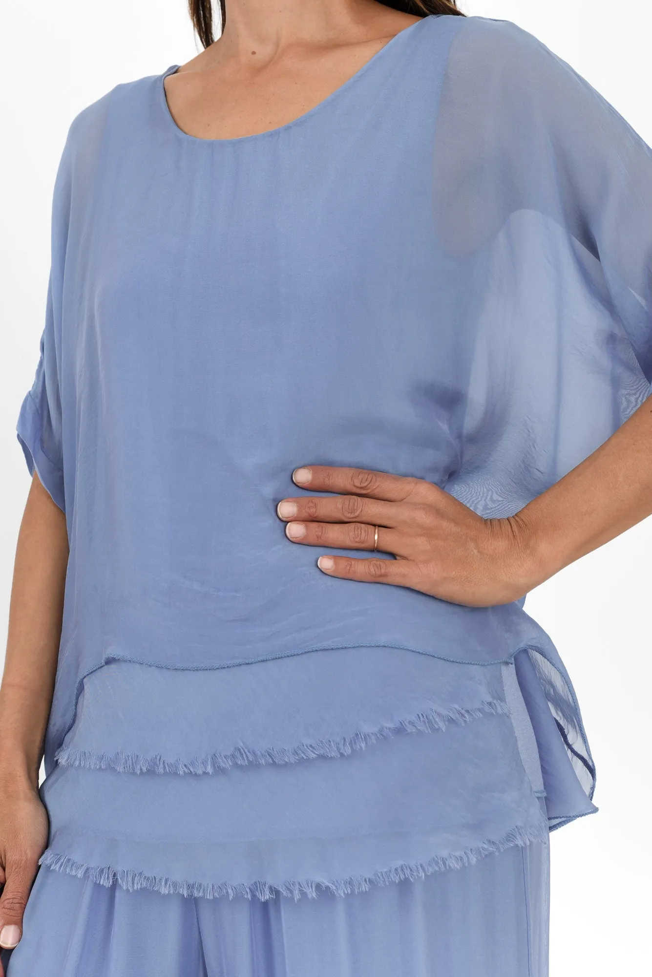 Talia Blue Silk Layer Top sold by Blue Bungalow product image thumbnail 5