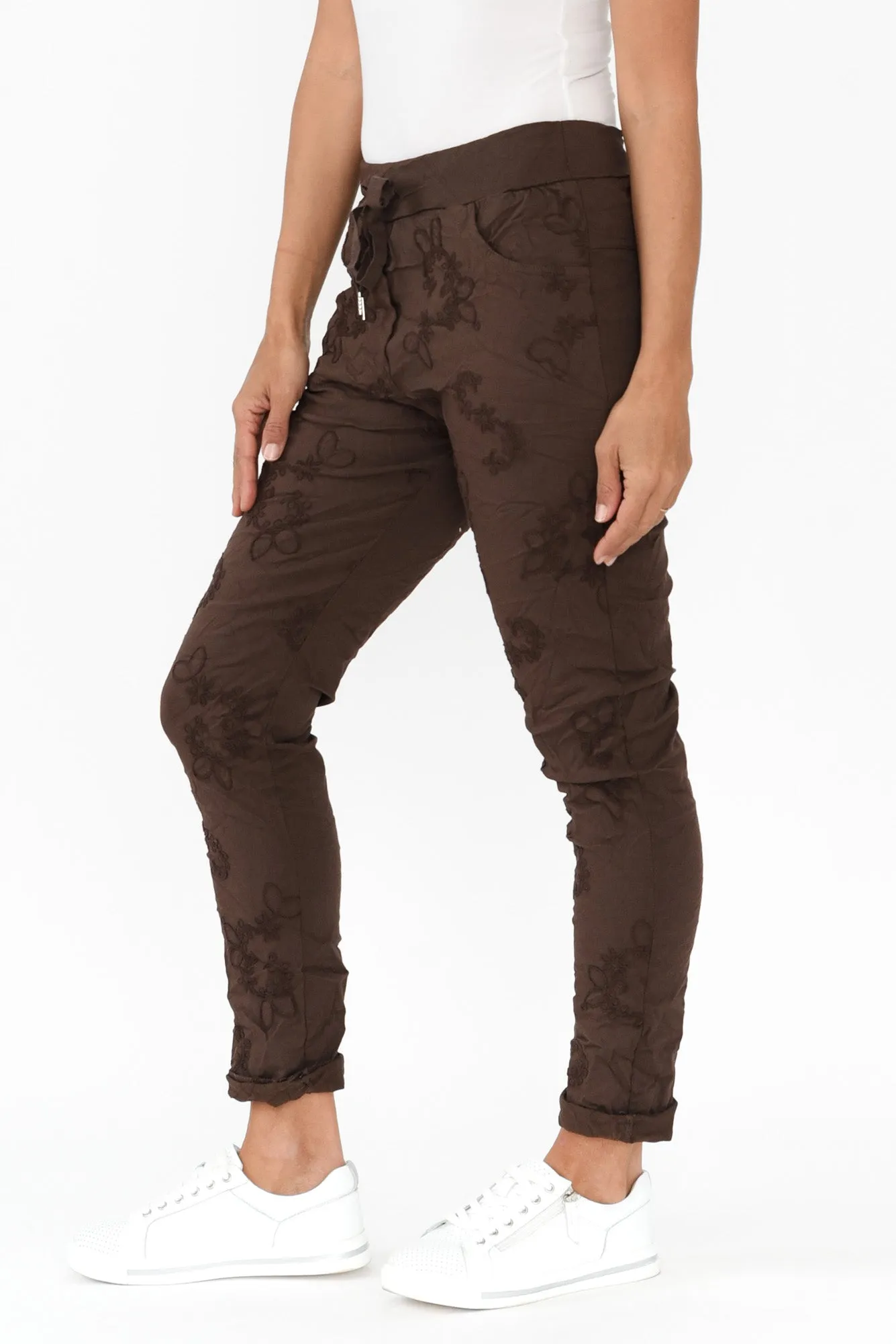 Kaia Chocolate Embroidered Drawstring Pants sold by Blue Bungalow product image thumbnail 3
