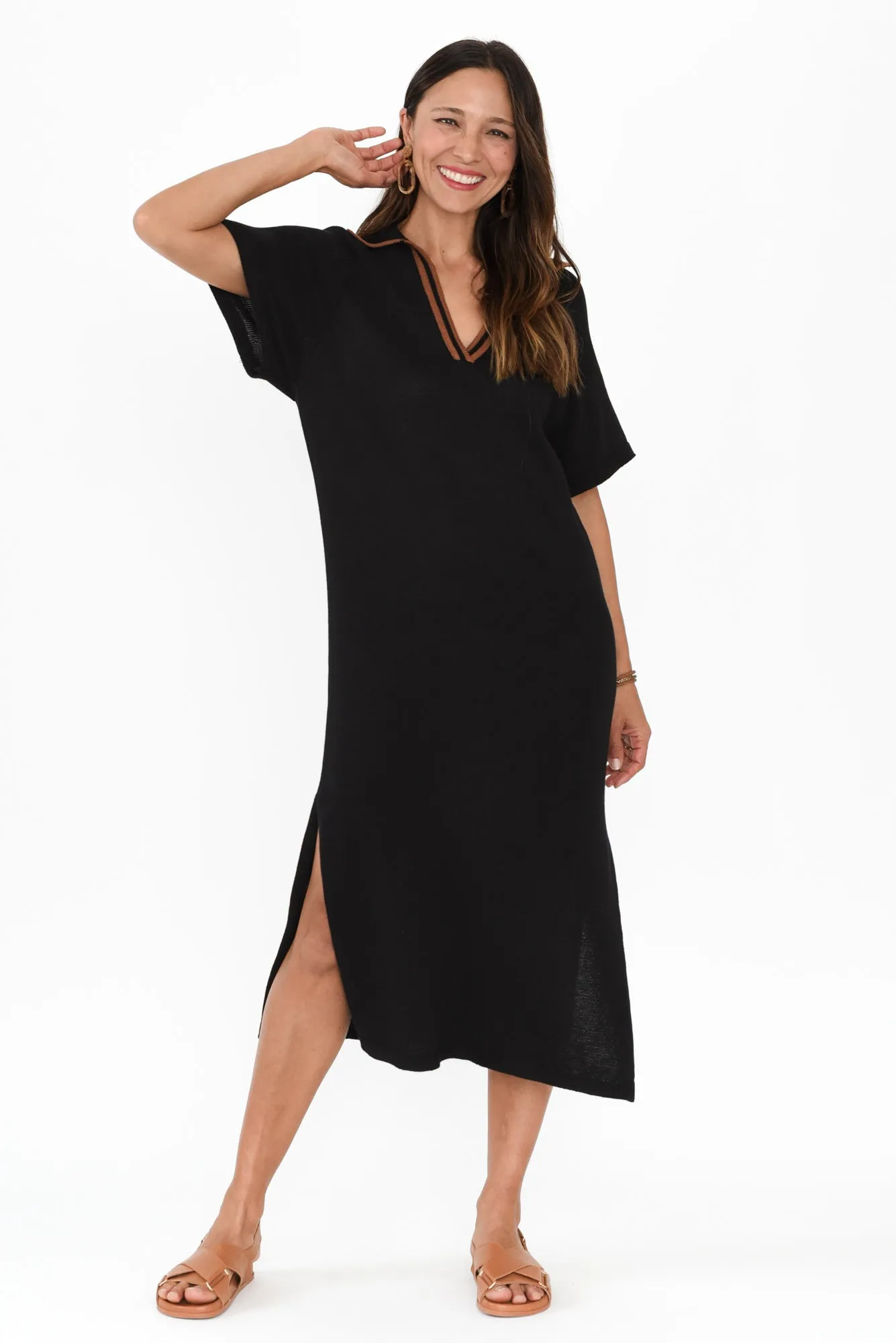 Fabiola Black Contrast Knit Dress sold by Blue Bungalow product image thumbnail 2