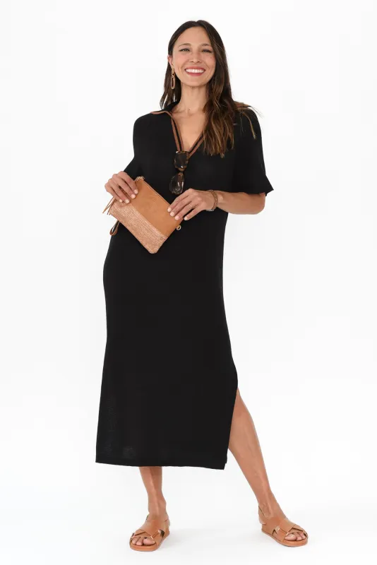 Fabiola Black Contrast Knit Dress sold by Blue Bungalow