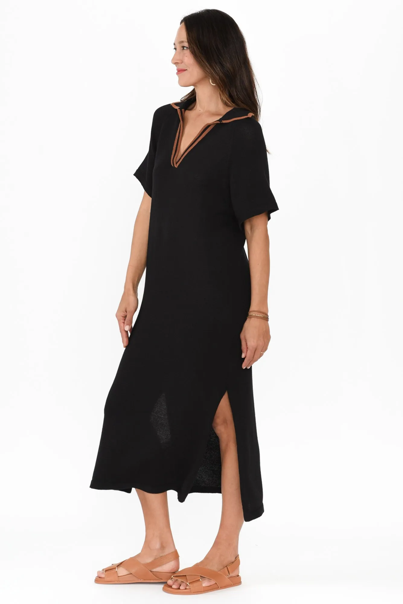 Fabiola Black Contrast Knit Dress sold by Blue Bungalow product image thumbnail 3