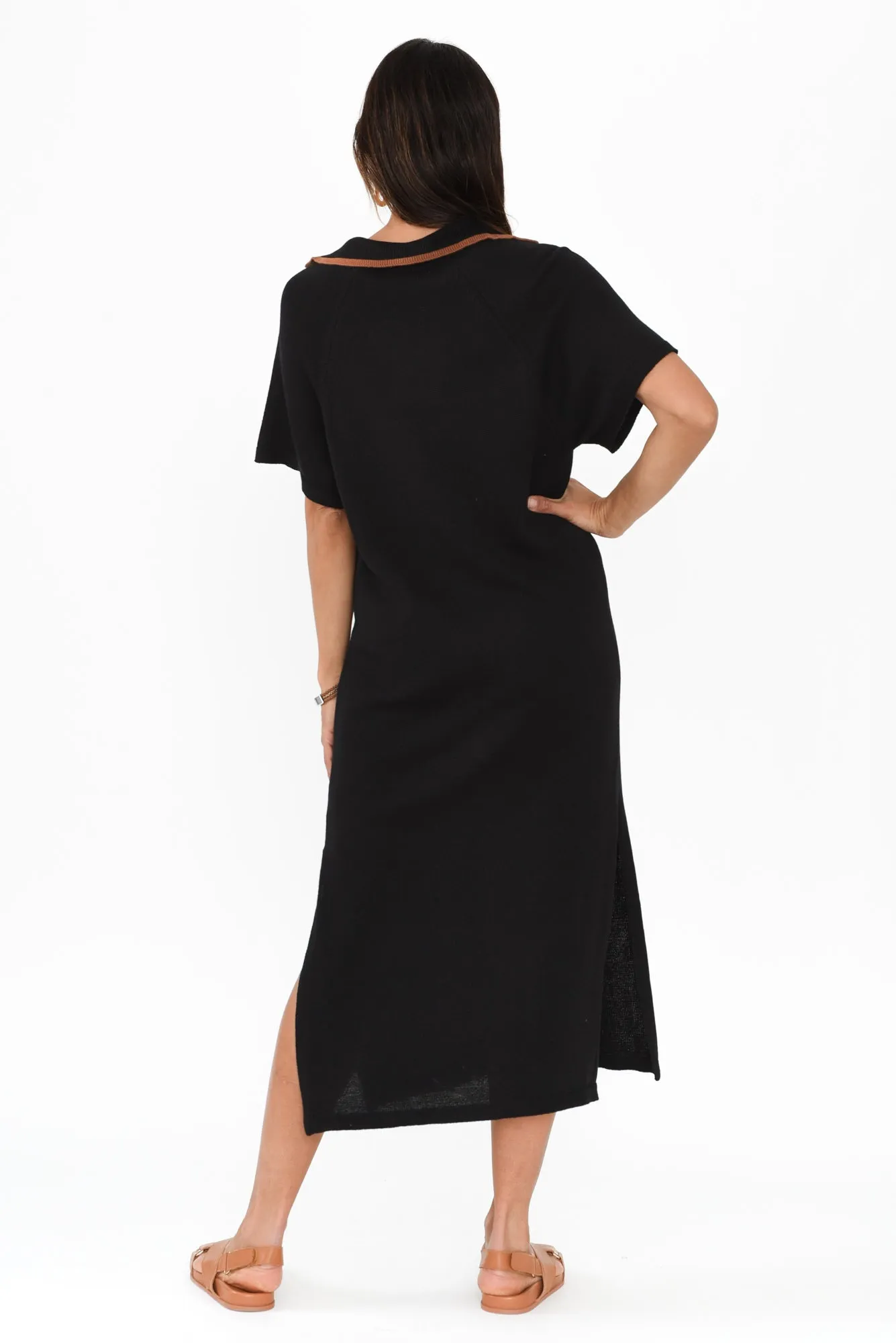Fabiola Black Contrast Knit Dress sold by Blue Bungalow product image thumbnail 4