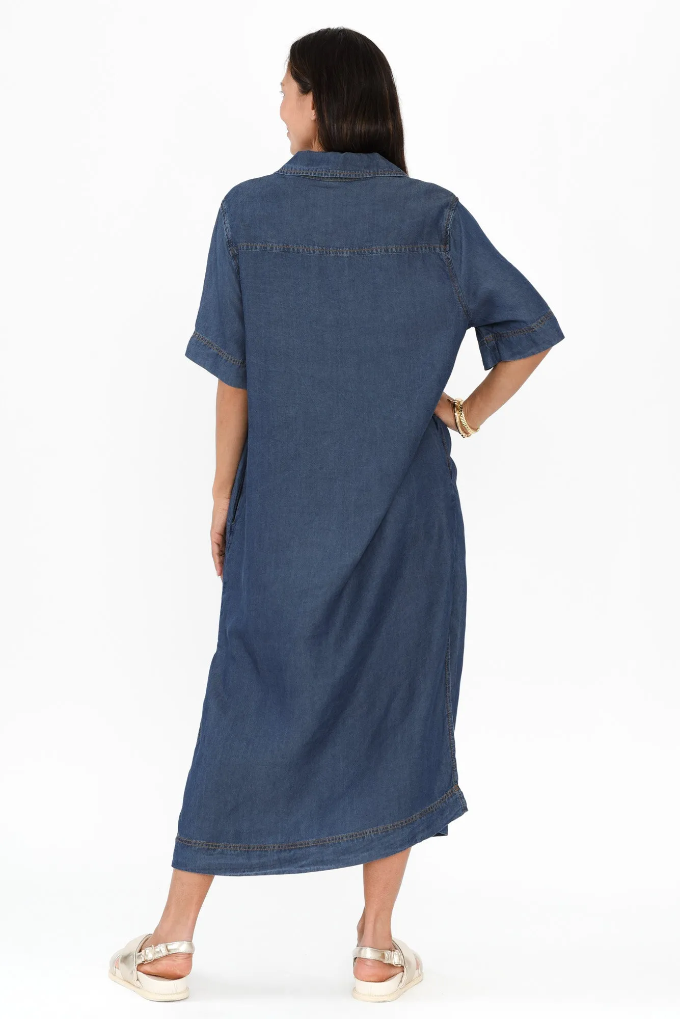 Emmy Dark Blue Denim Shirt Dress sold by Blue Bungalow product image thumbnail 4