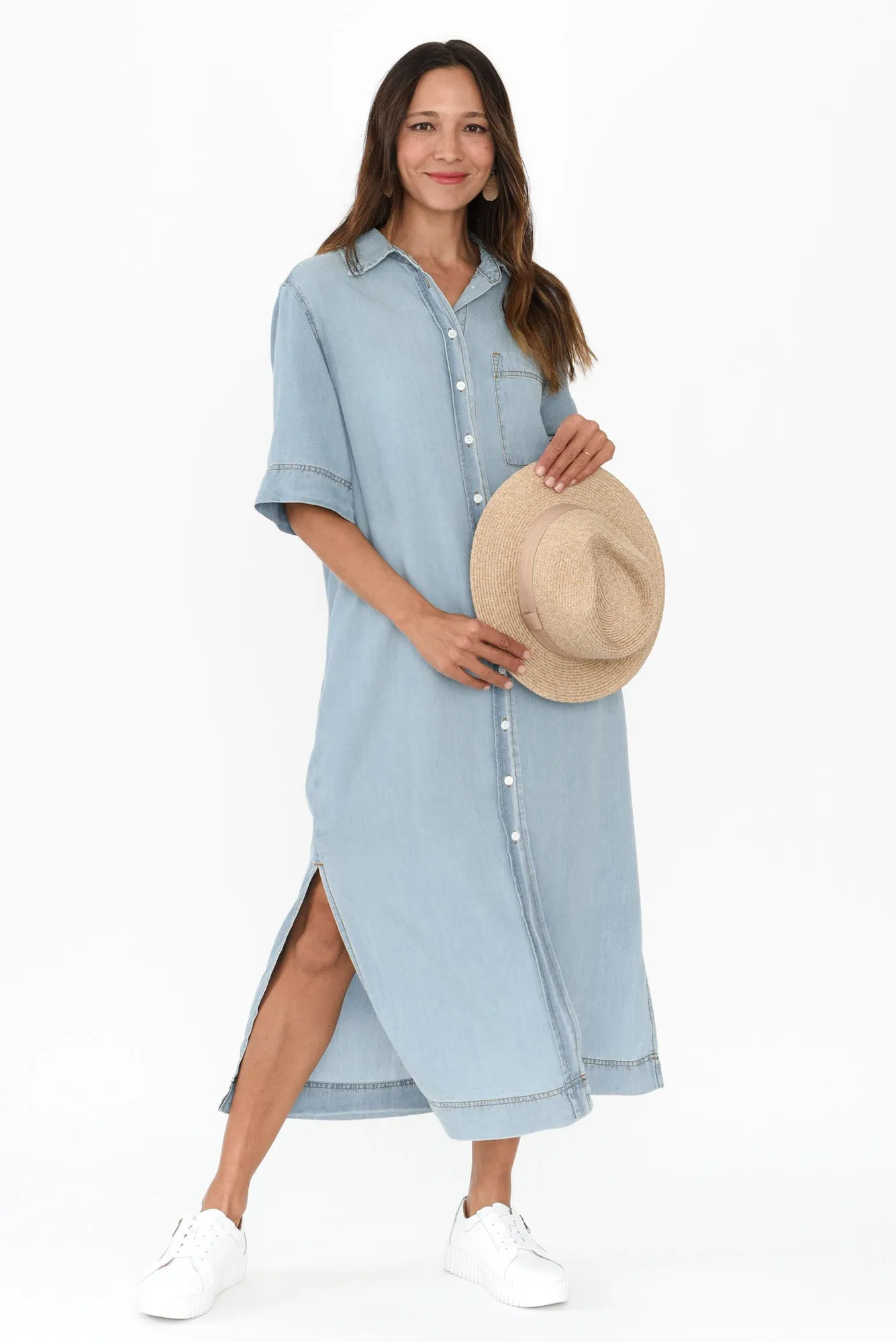 Emmy Blue Denim Shirt Dress sold by Blue Bungalow product image thumbnail 2