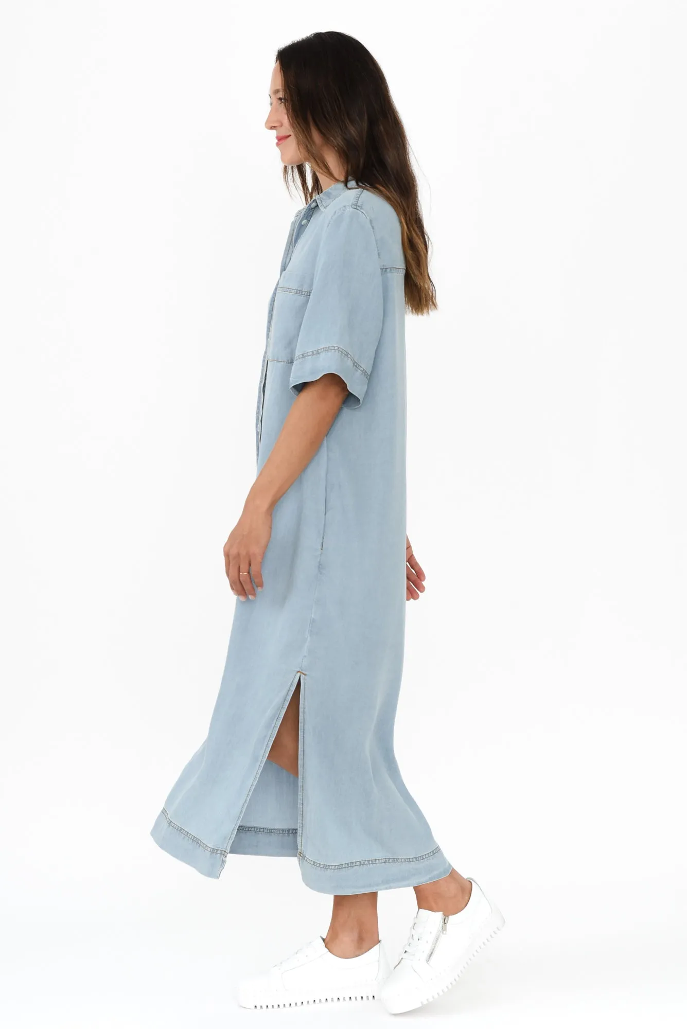 Emmy Blue Denim Shirt Dress sold by Blue Bungalow product image thumbnail 3