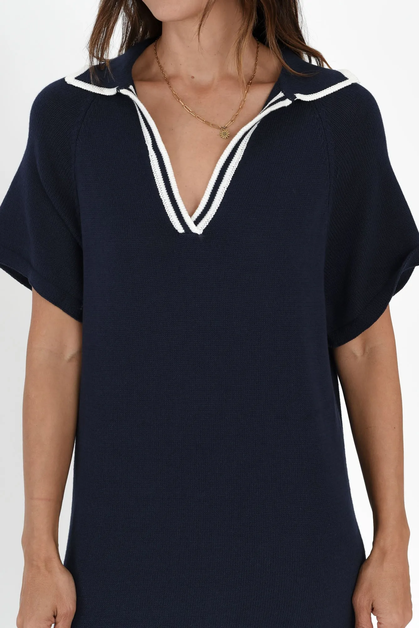 Fabiola Navy Contrast Knit Dress sold by Blue Bungalow product image thumbnail 5