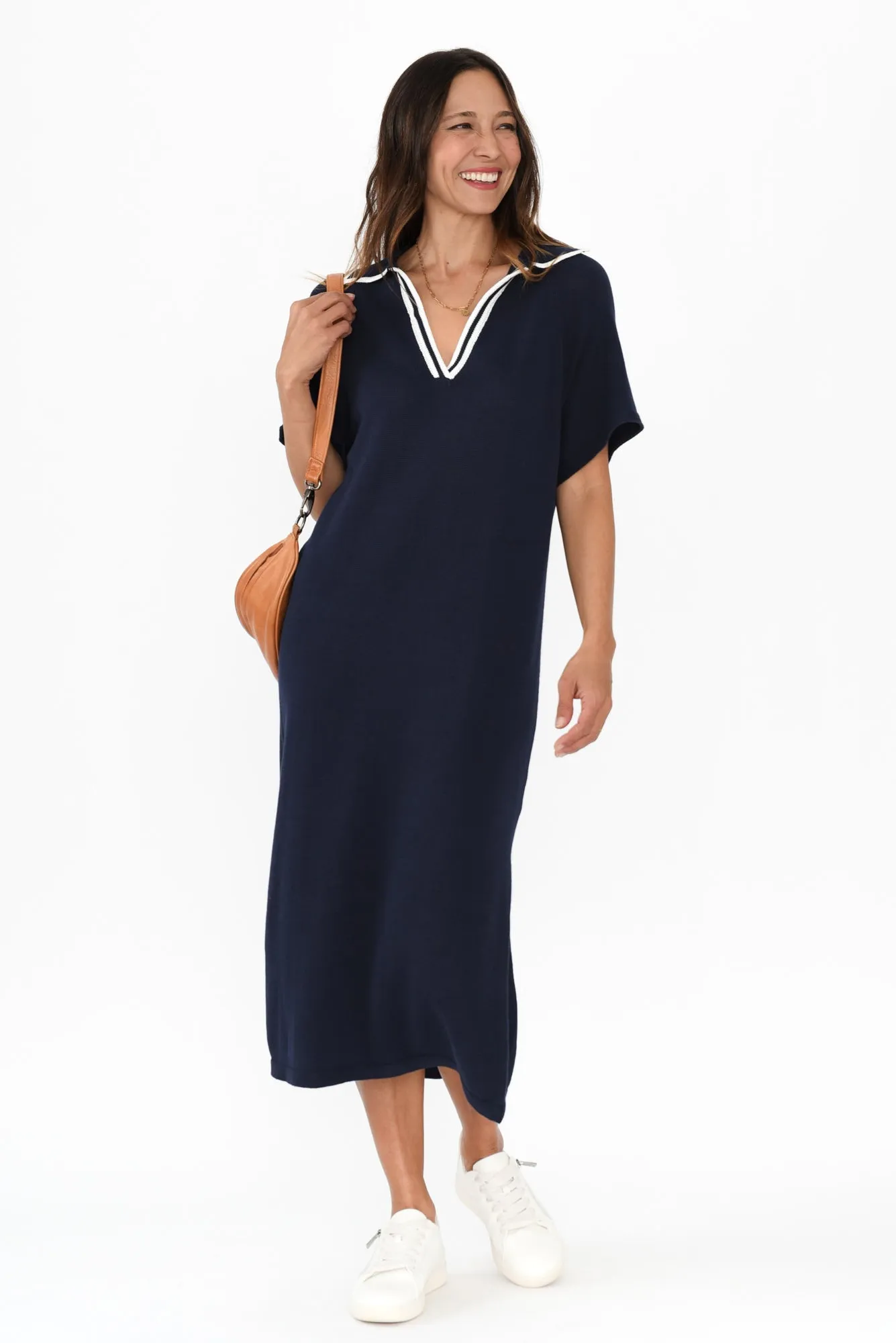 Fabiola Navy Contrast Knit Dress sold by Blue Bungalow product image thumbnail 2