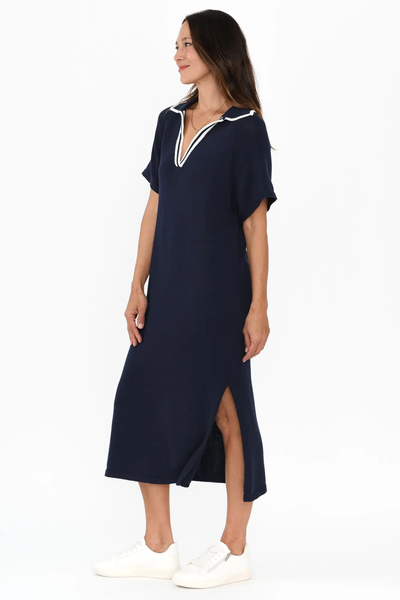 Fabiola Navy Contrast Knit Dress sold by Blue Bungalow product image thumbnail 3