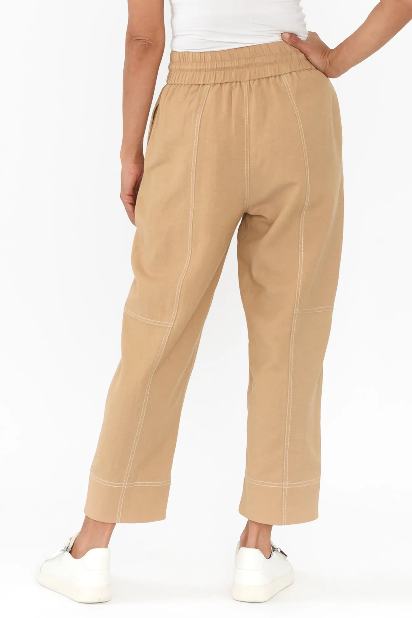 Giana Beige Contrast Drawstring Pants sold by Blue Bungalow product image thumbnail 4