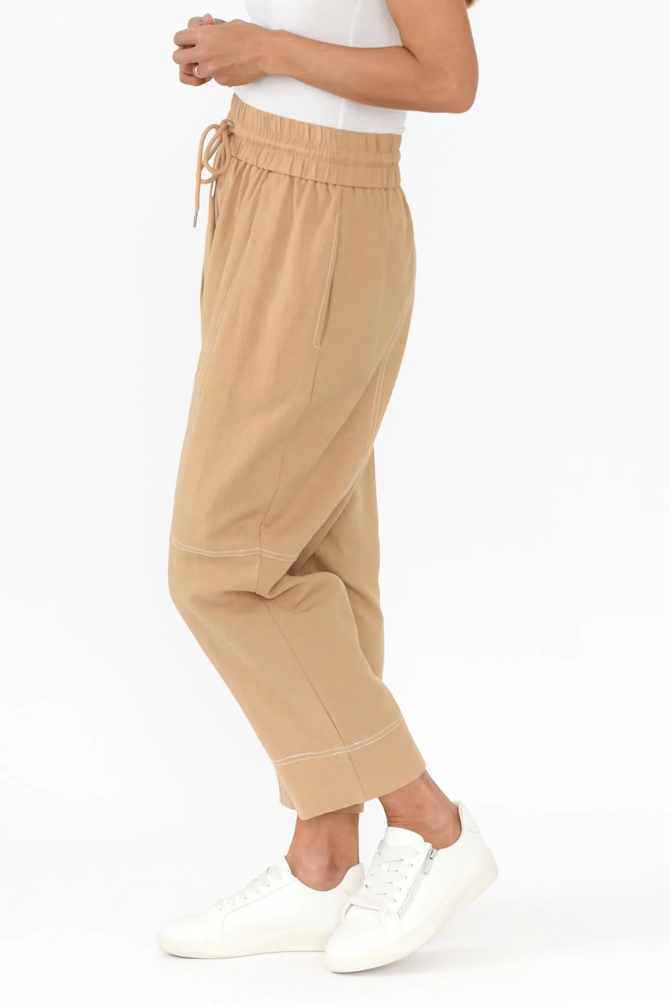 Giana Beige Contrast Drawstring Pants sold by Blue Bungalow product image thumbnail 3