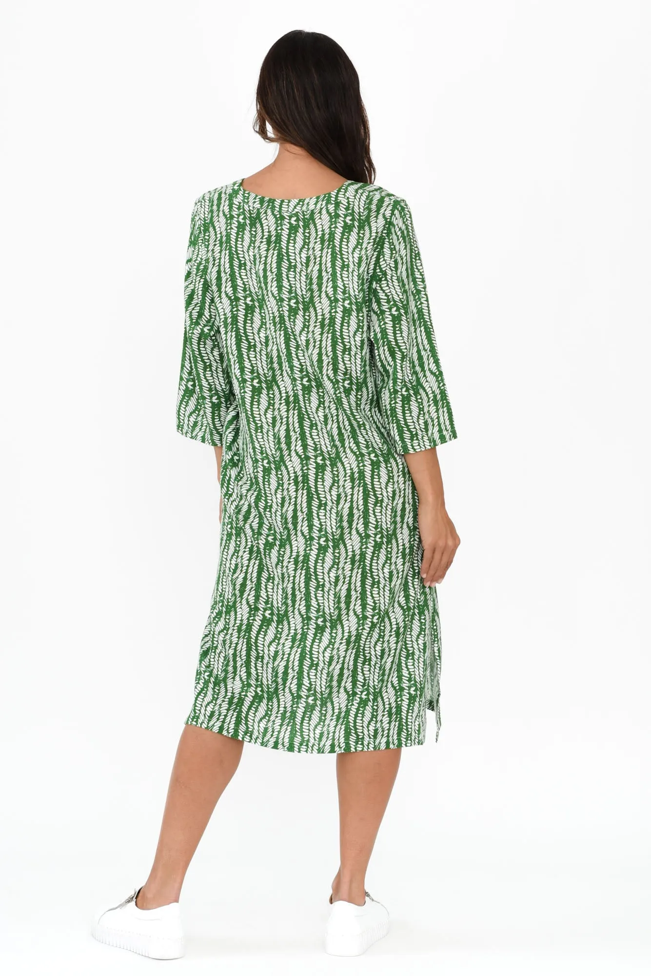 Celine Green Dash Linen Cotton Dress sold by Blue Bungalow product image thumbnail 4
