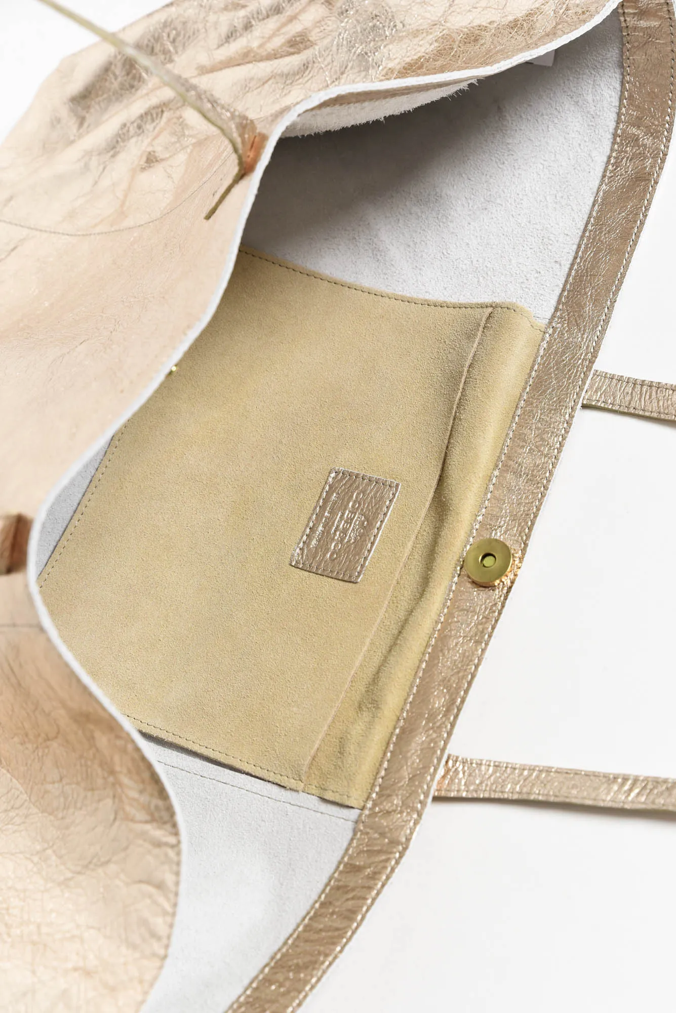 Elara Champagne Metallic Tote Bag sold by Blue Bungalow product image thumbnail 2