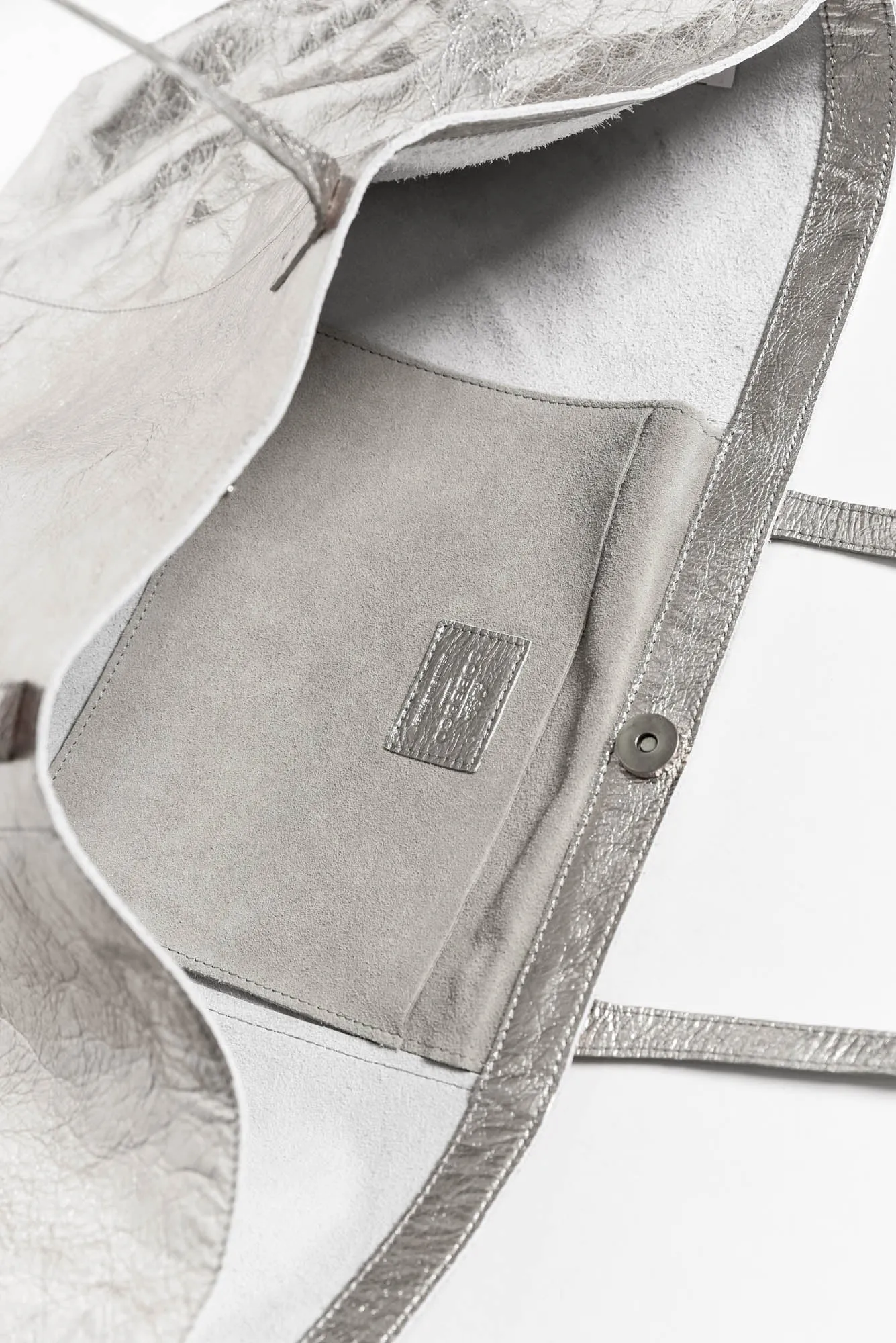 Elara Silver Metallic Tote Bag sold by Blue Bungalow product image thumbnail 2