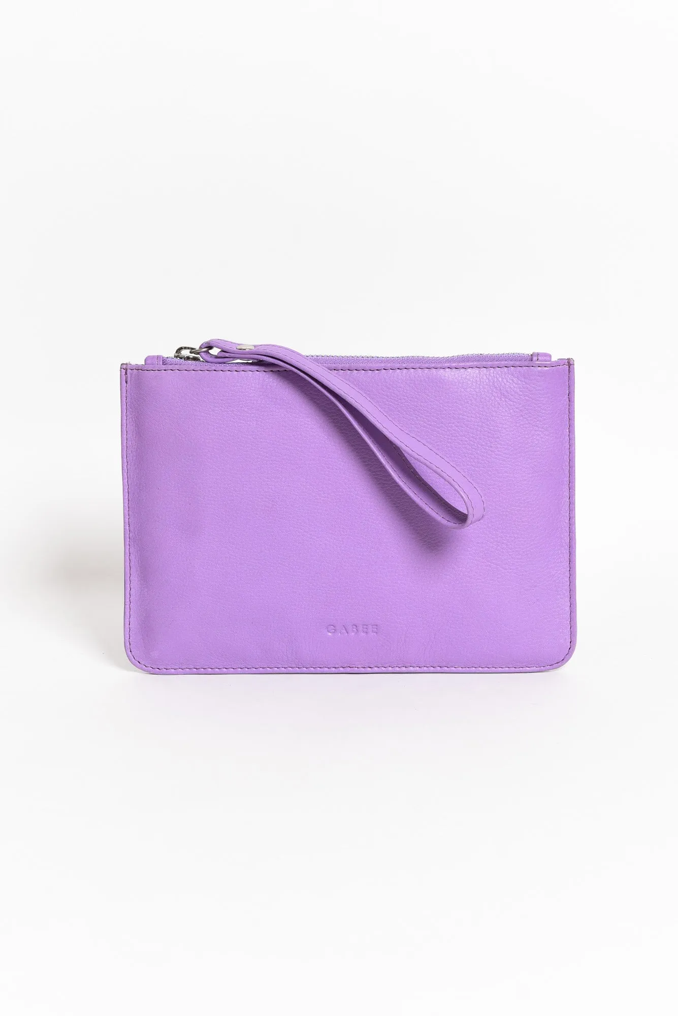 Queens Lilac Leather Clutch sold by Blue Bungalow