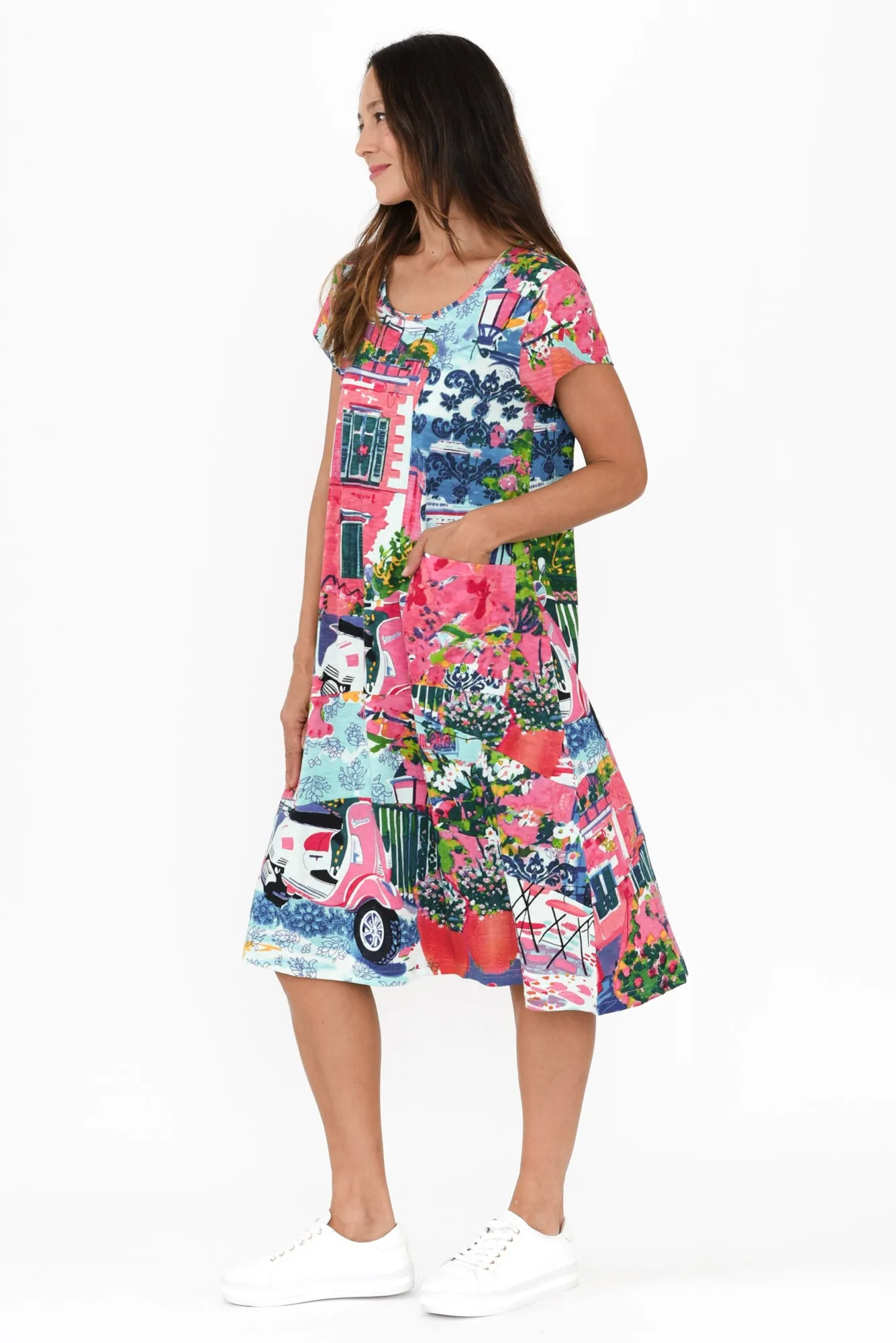 Ellis Pink Village Cotton Pocket Dress sold by Blue Bungalow product image thumbnail 3