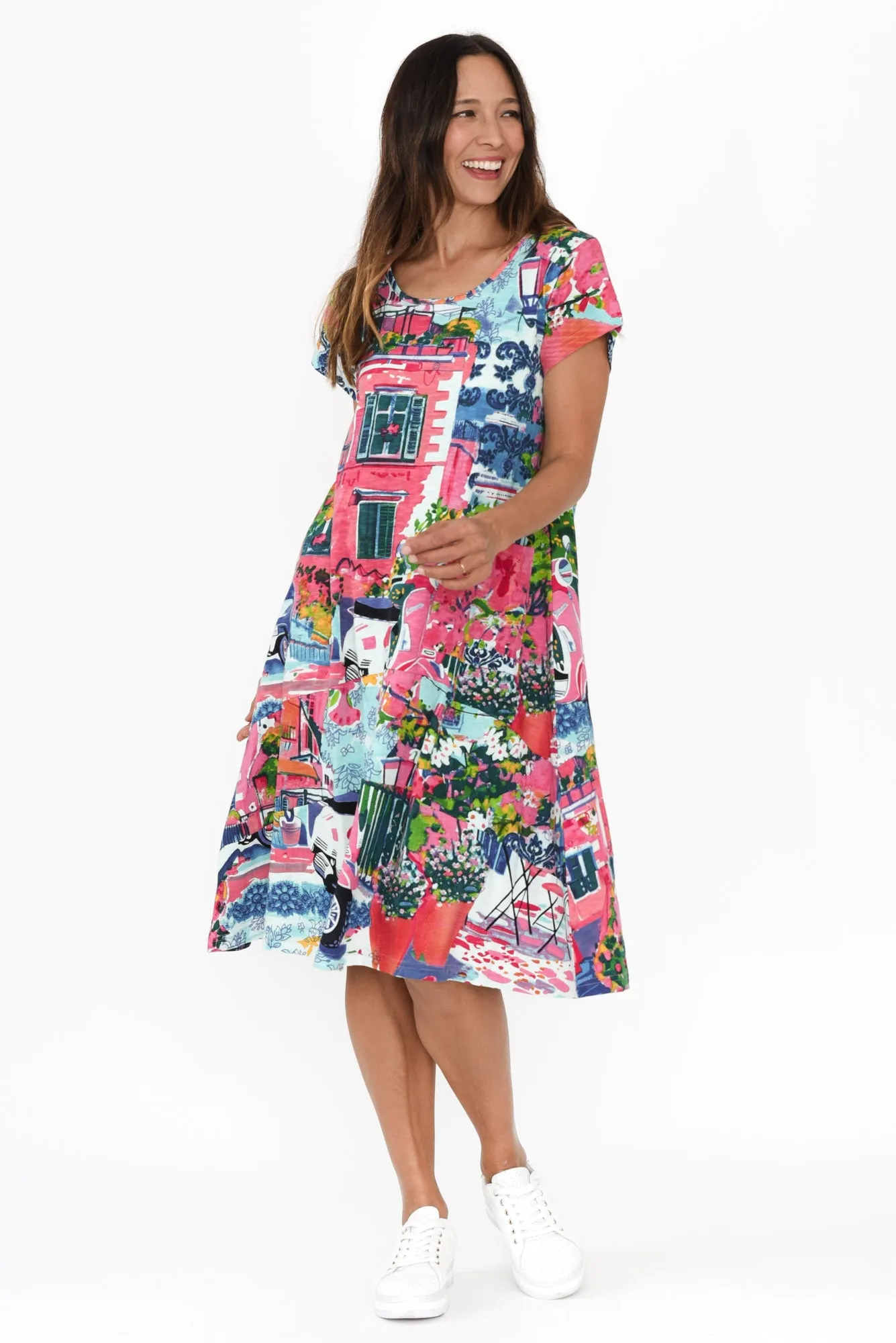 Ellis Pink Village Cotton Pocket Dress sold by Blue Bungalow