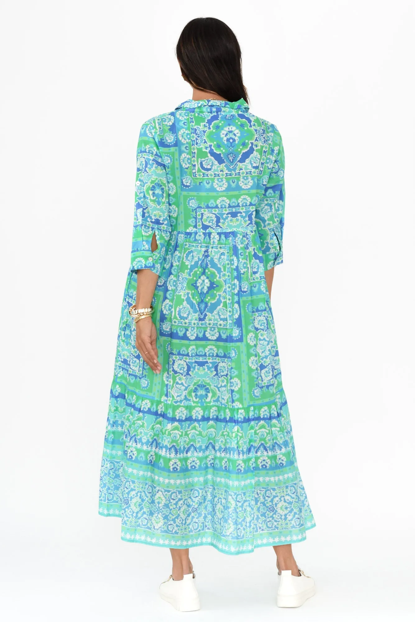 Dovie Blue Abstract Cotton Tier Dress sold by Blue Bungalow product image thumbnail 4