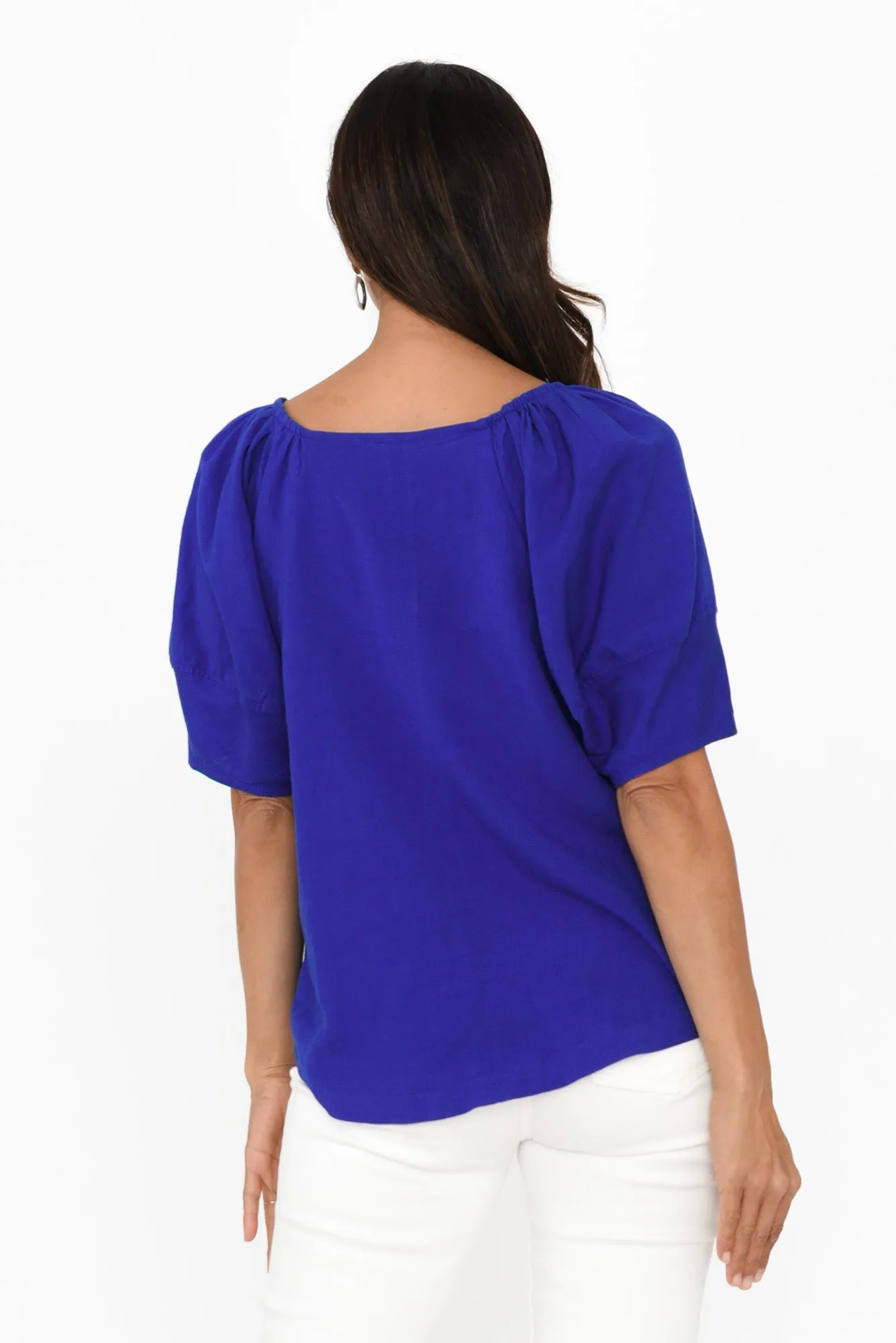 Grove Cobalt Linen Blend Top sold by Blue Bungalow product image thumbnail 4