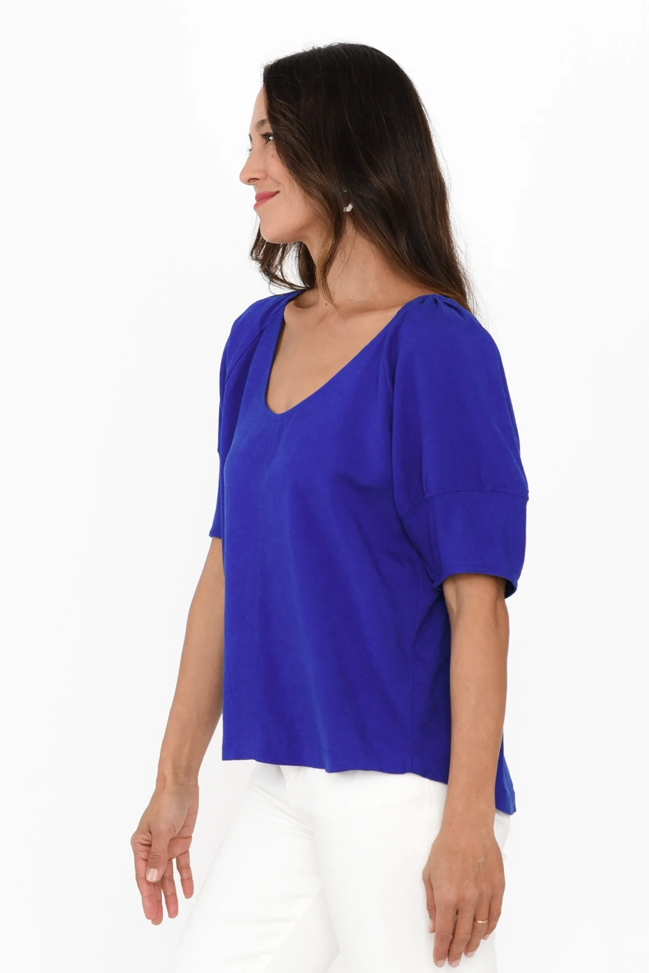 Grove Cobalt Linen Blend Top sold by Blue Bungalow product image thumbnail 3