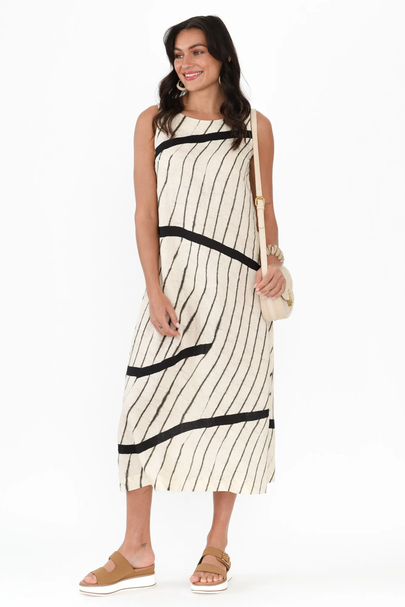 Sasha Black Stripe Linen Dress sold by Blue Bungalow product image thumbnail 2