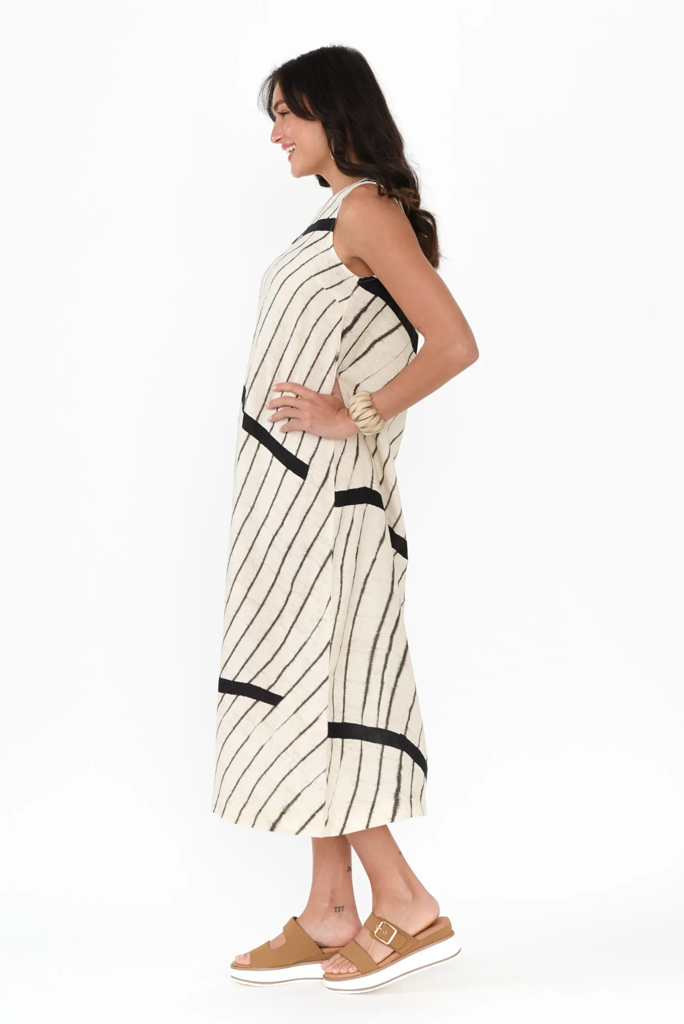 Sasha Black Stripe Linen Dress sold by Blue Bungalow product image thumbnail 3