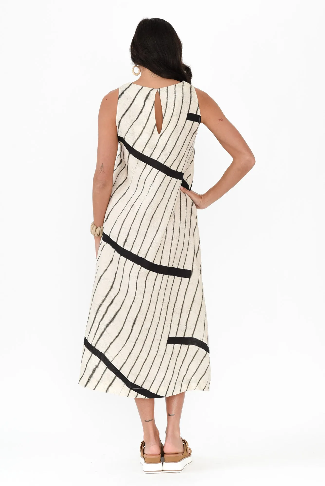 Sasha Black Stripe Linen Dress sold by Blue Bungalow product image thumbnail 4