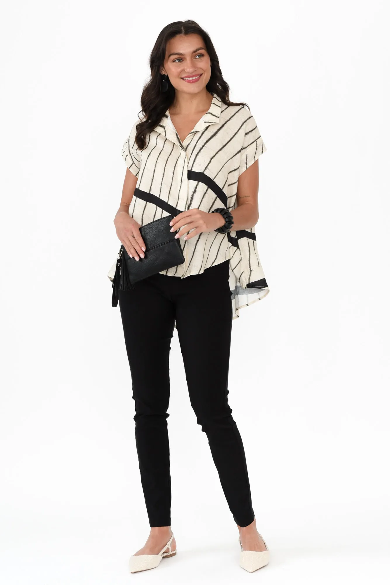 Merle Black Stripe Linen Shirt sold by Blue Bungalow product image thumbnail 2