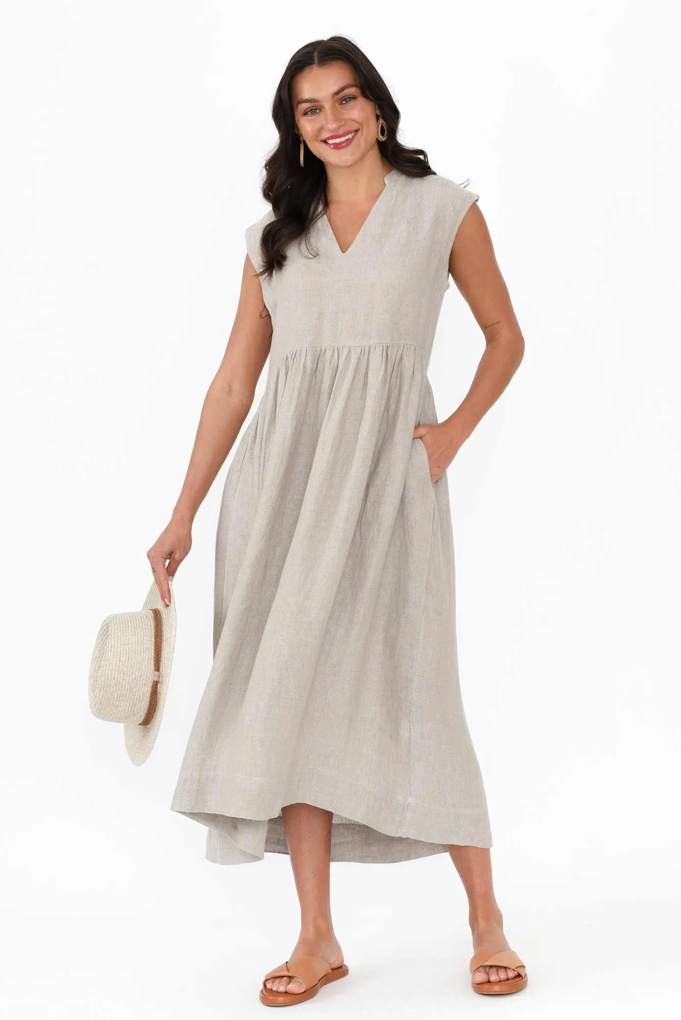 Myra Grey Linen Midi Dress sold by Blue Bungalow product image thumbnail 2