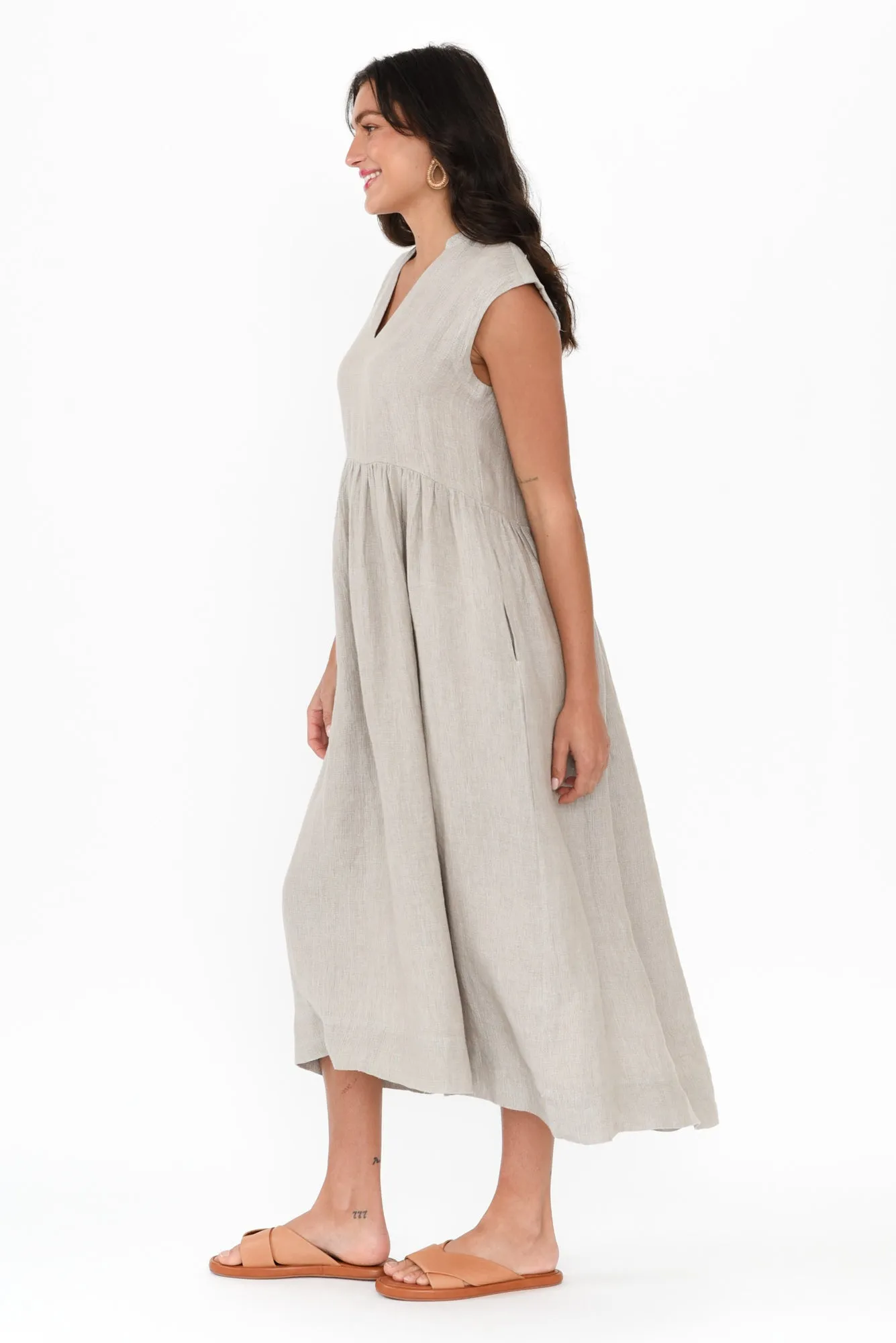 Myra Grey Linen Midi Dress sold by Blue Bungalow product image thumbnail 3