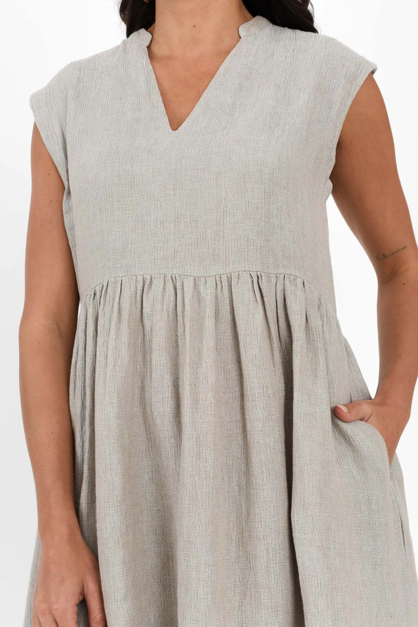 Myra Grey Linen Midi Dress sold by Blue Bungalow product image thumbnail 5