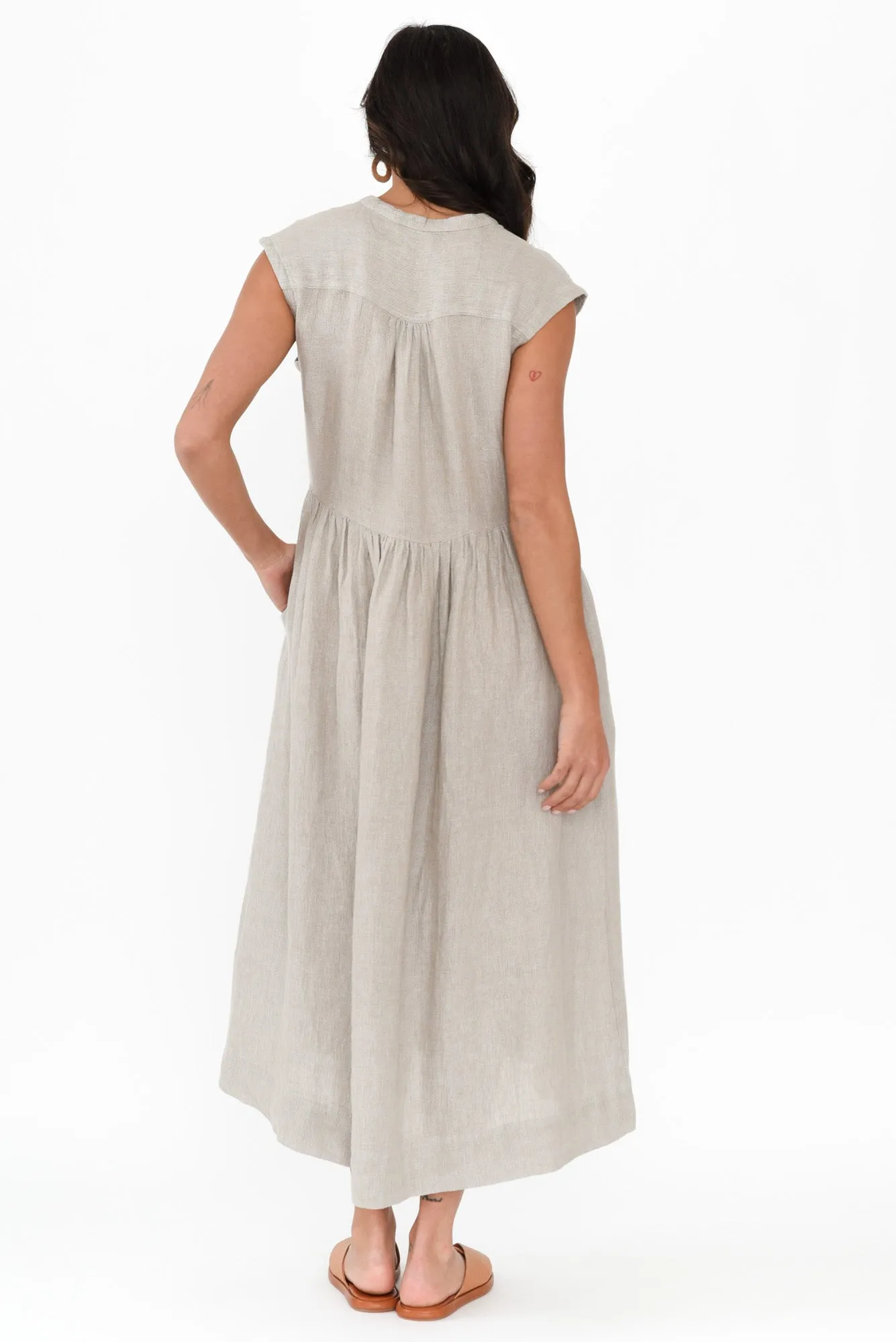 Myra Grey Linen Midi Dress sold by Blue Bungalow product image thumbnail 4