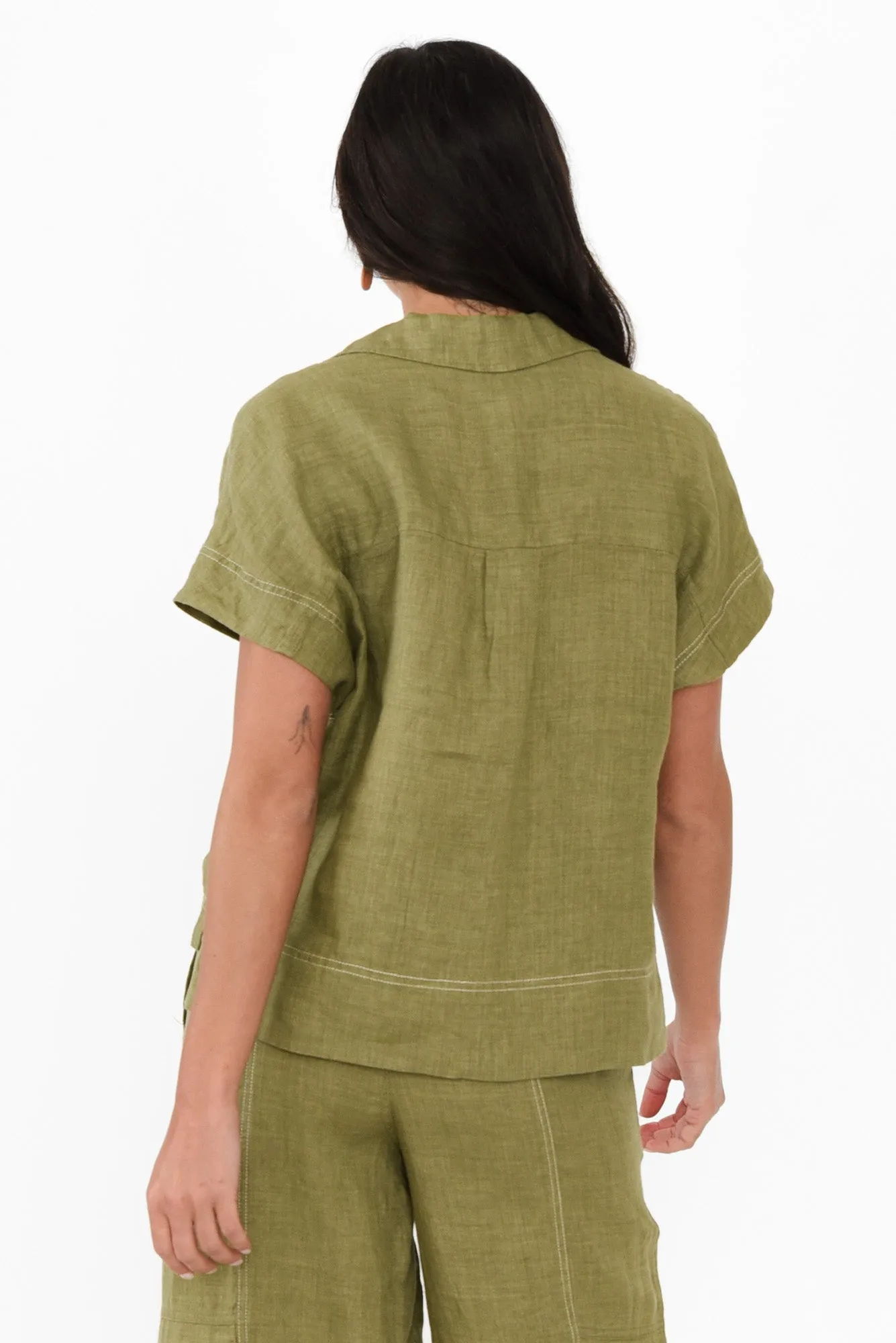 Clover Khaki Linen Shirt sold by Blue Bungalow product image thumbnail 4