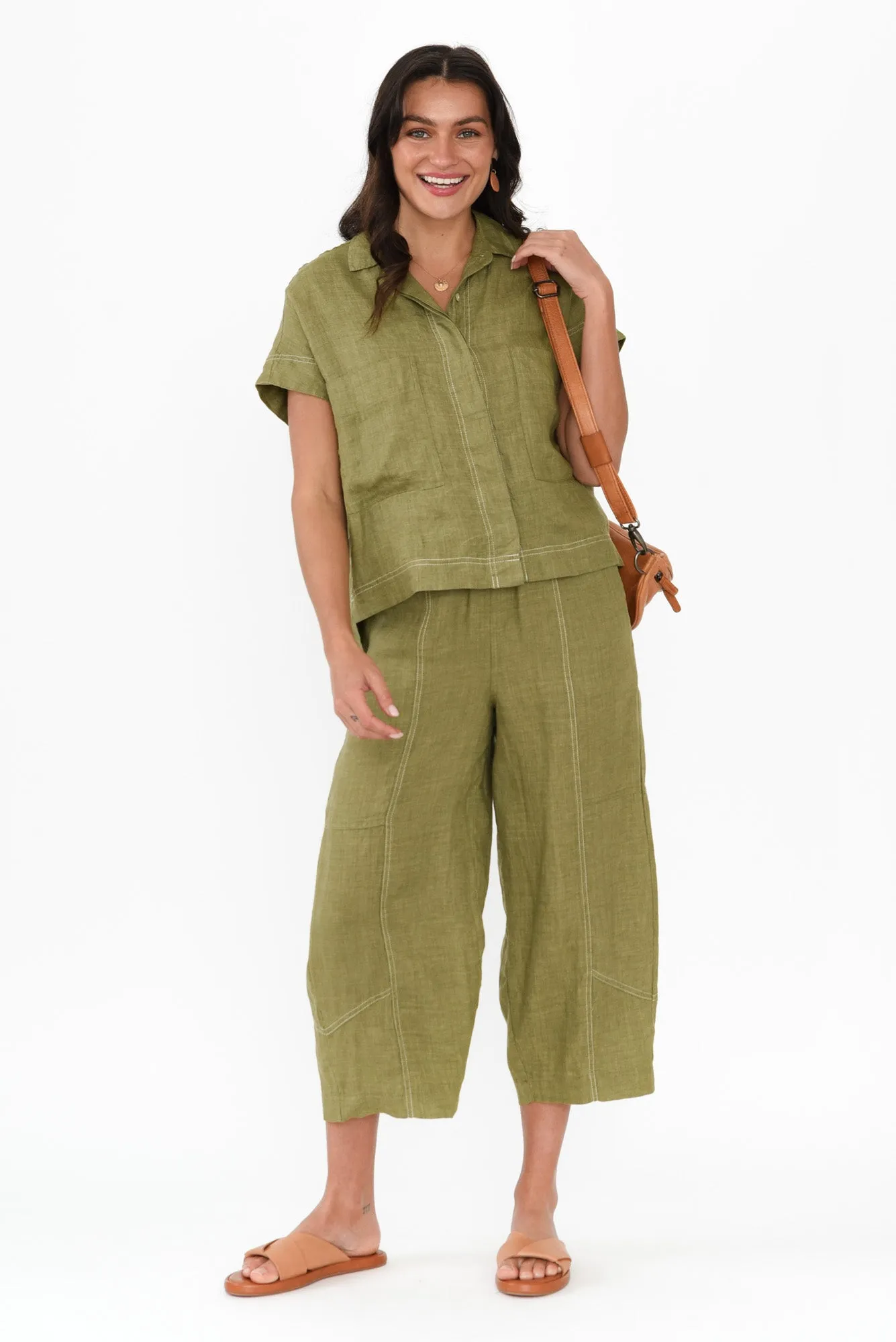 Clover Khaki Linen Shirt sold by Blue Bungalow product image thumbnail 2