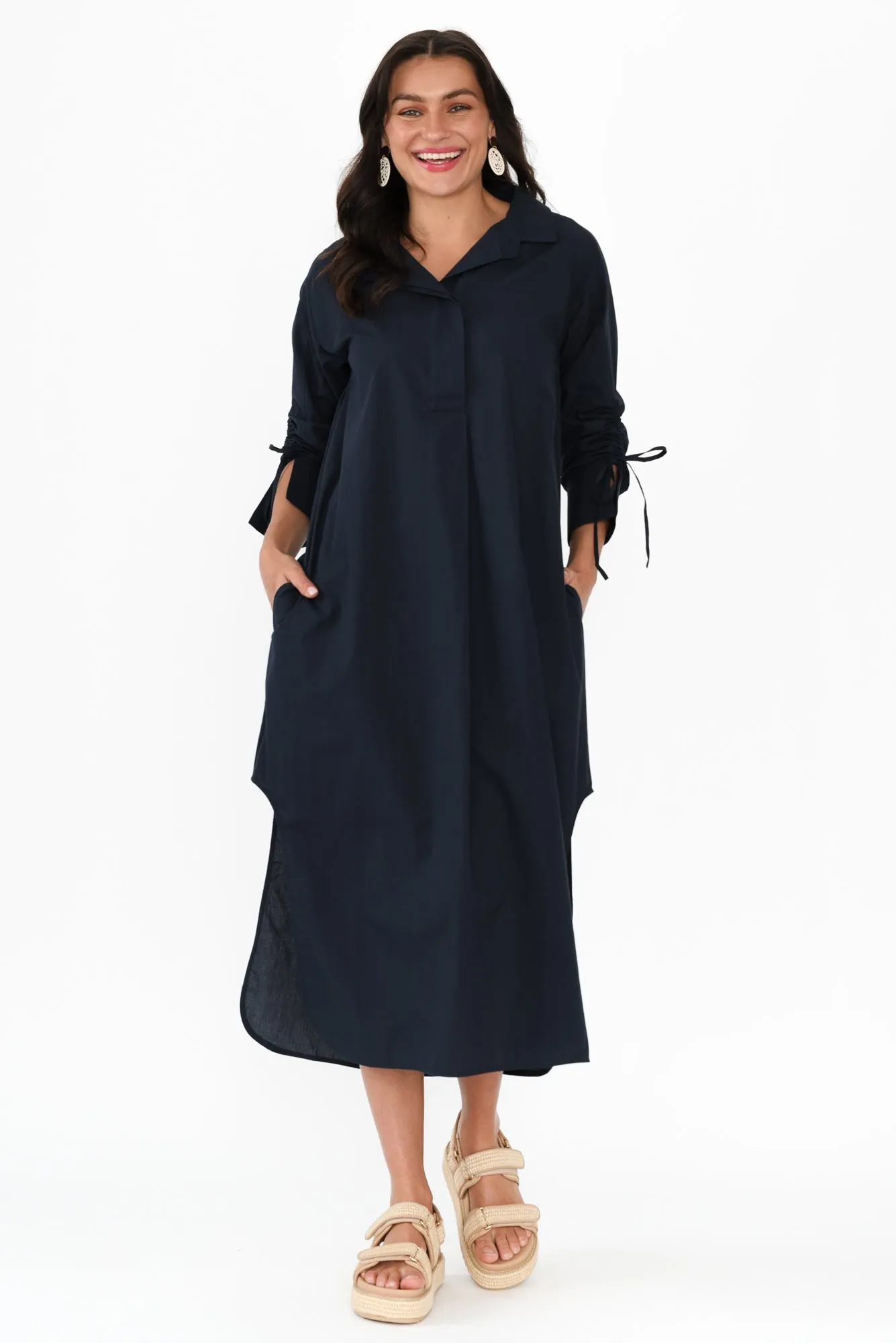 Billy Navy Cotton Poplin Dress sold by Blue Bungalow product image thumbnail 2