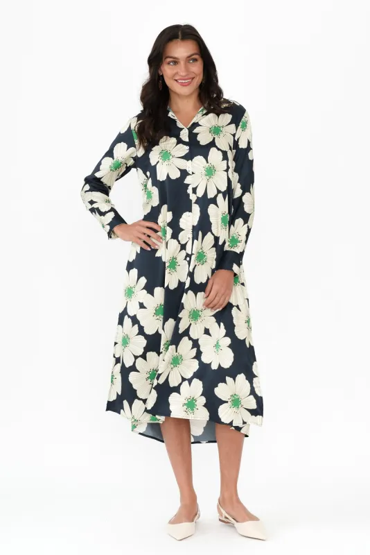 Catrine Navy Floral Shirt Dress sold by Blue Bungalow