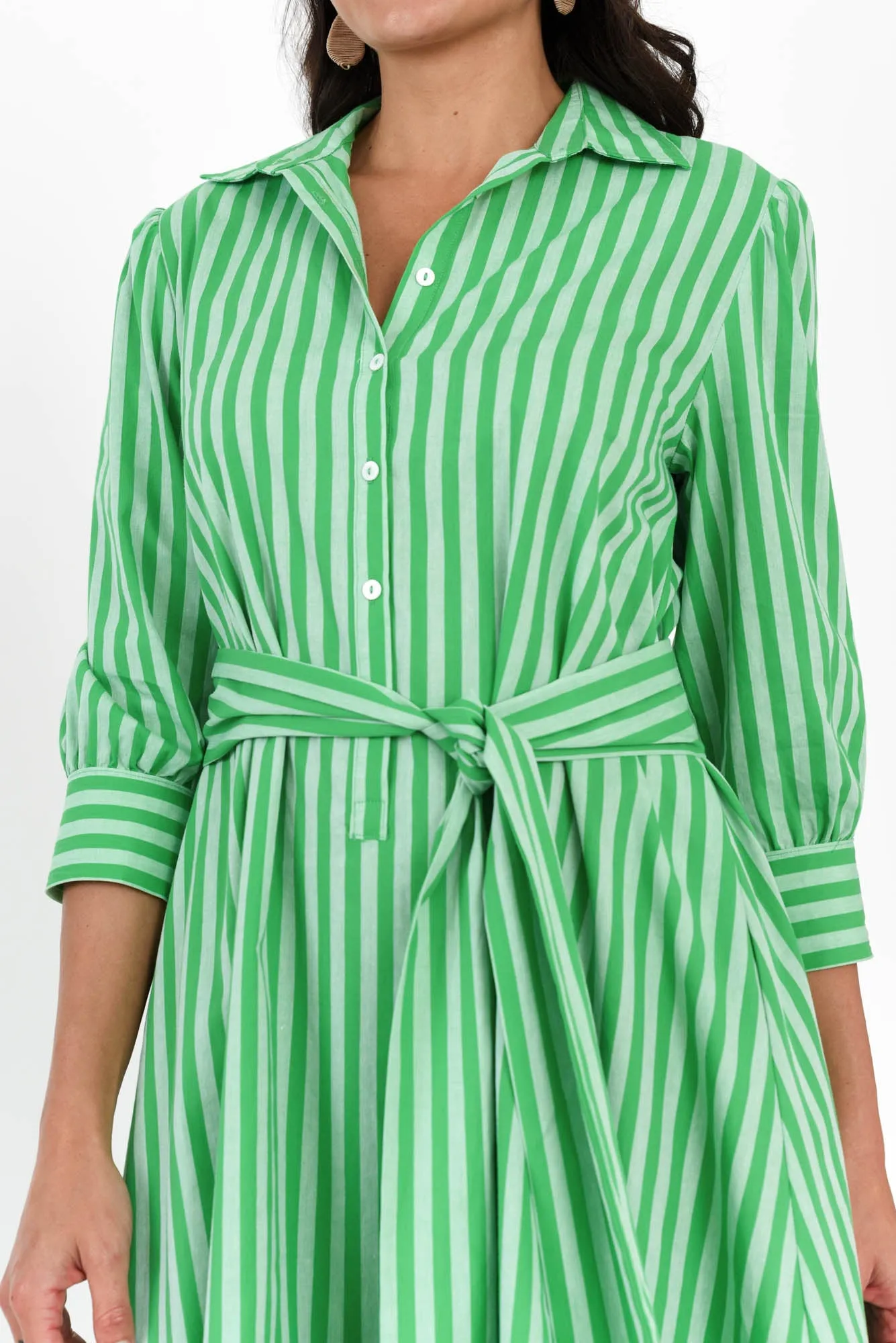 Martha Green Stripe Cotton Dress sold by Blue Bungalow product image thumbnail 5