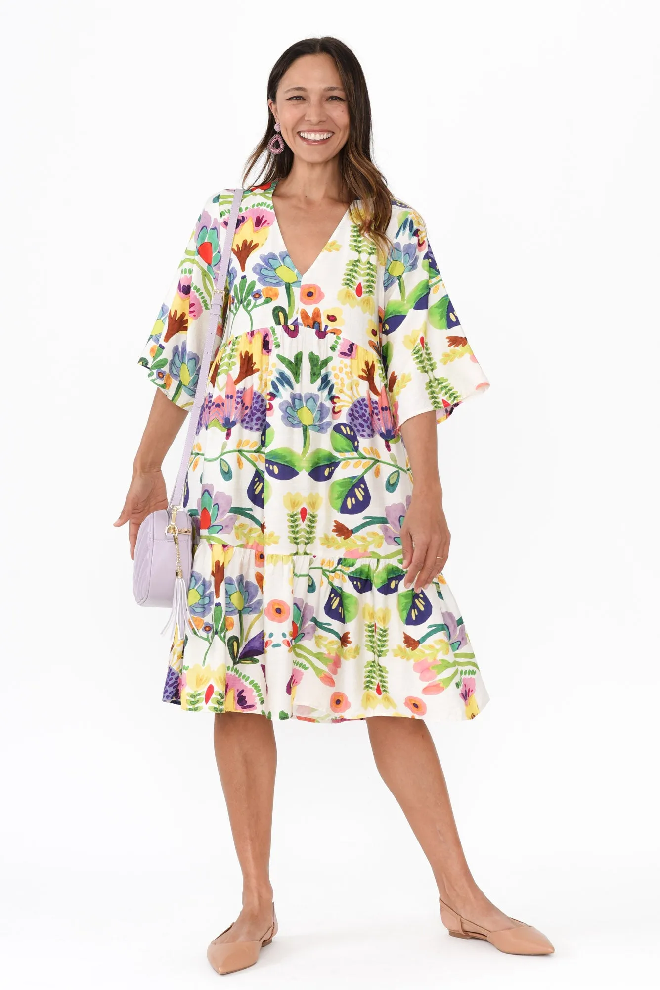 Cynthia White Floral Tier Dress sold by Blue Bungalow