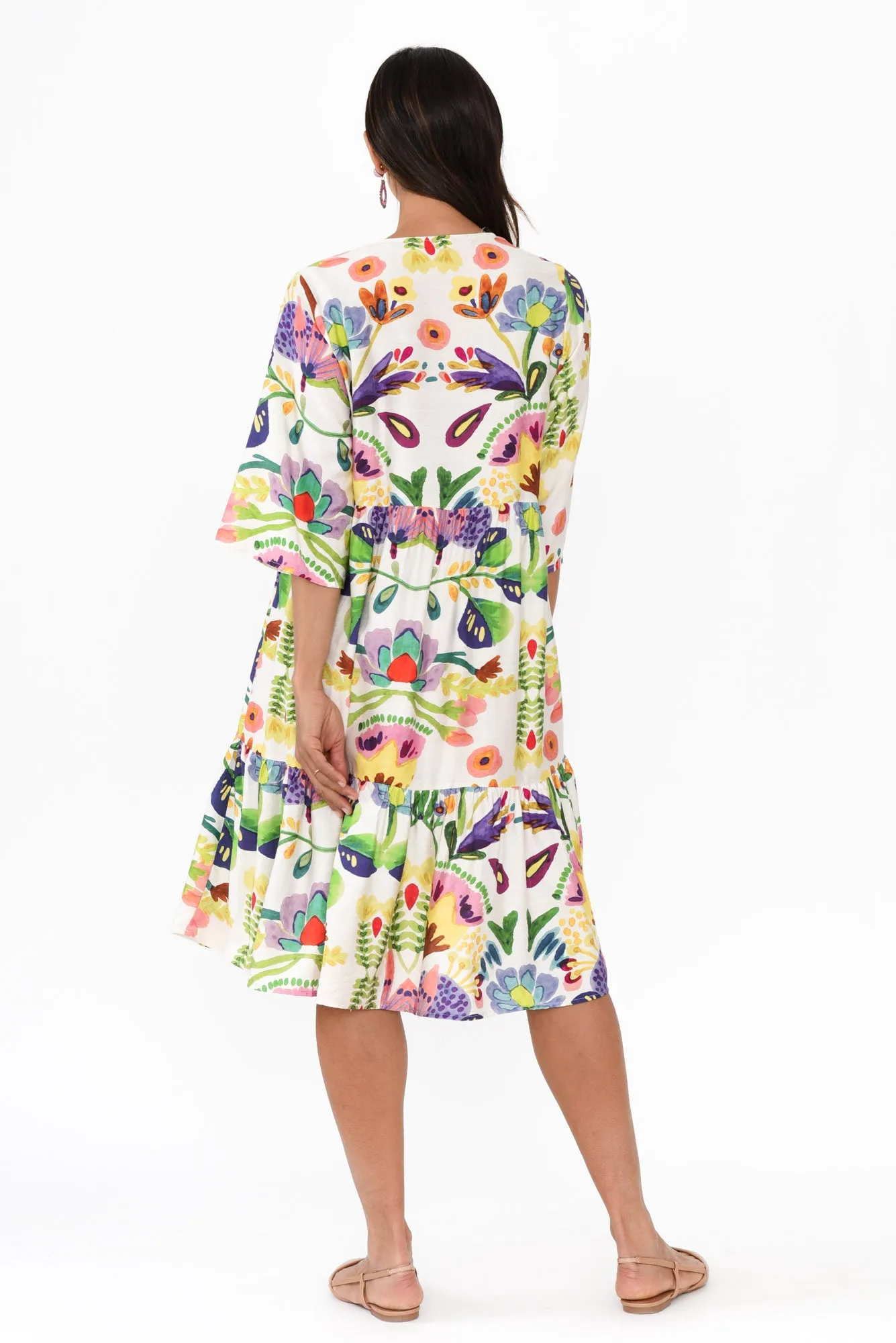Cynthia White Floral Tier Dress sold by Blue Bungalow product image thumbnail 4