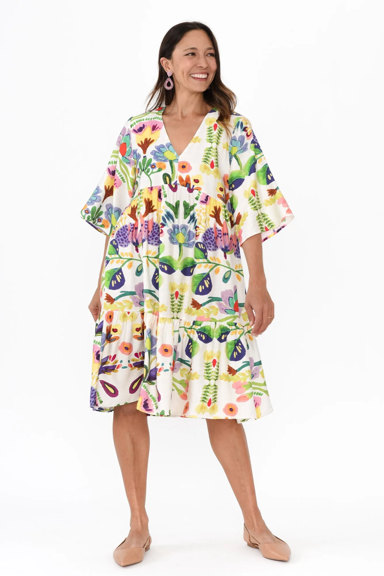 Cynthia White Floral Tier Dress sold by Blue Bungalow product image thumbnail 2