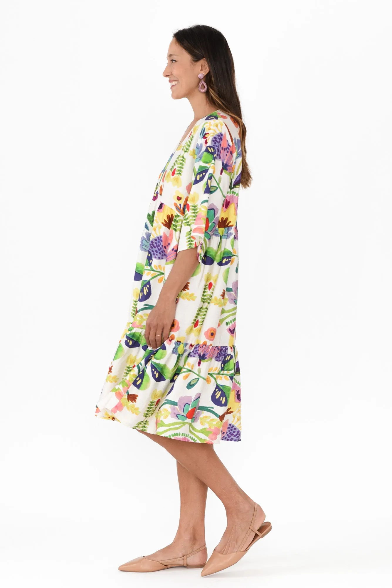 Cynthia White Floral Tier Dress sold by Blue Bungalow product image thumbnail 3