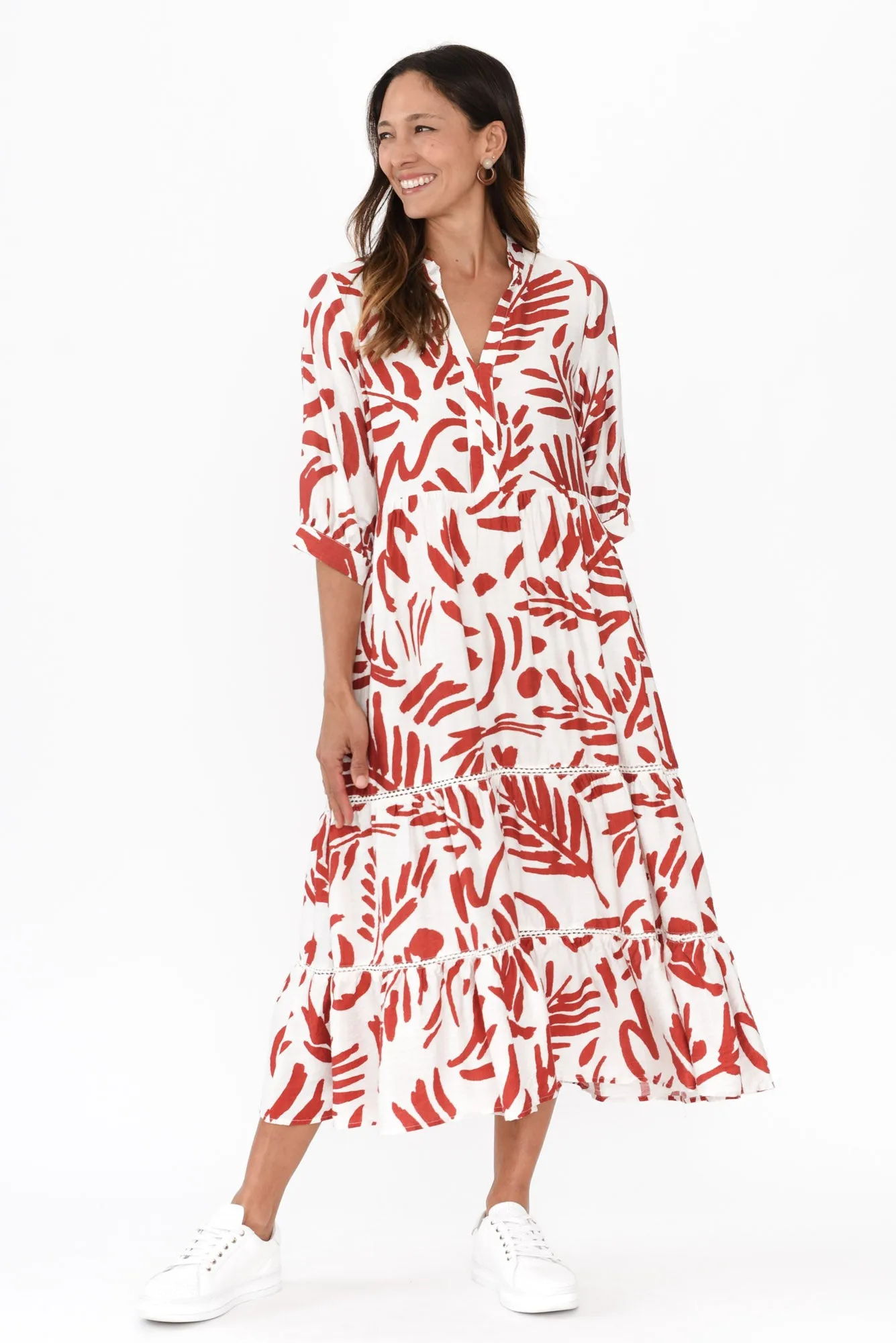 Lillian Rust Leaf Tier Dress sold by Blue Bungalow product image thumbnail 2