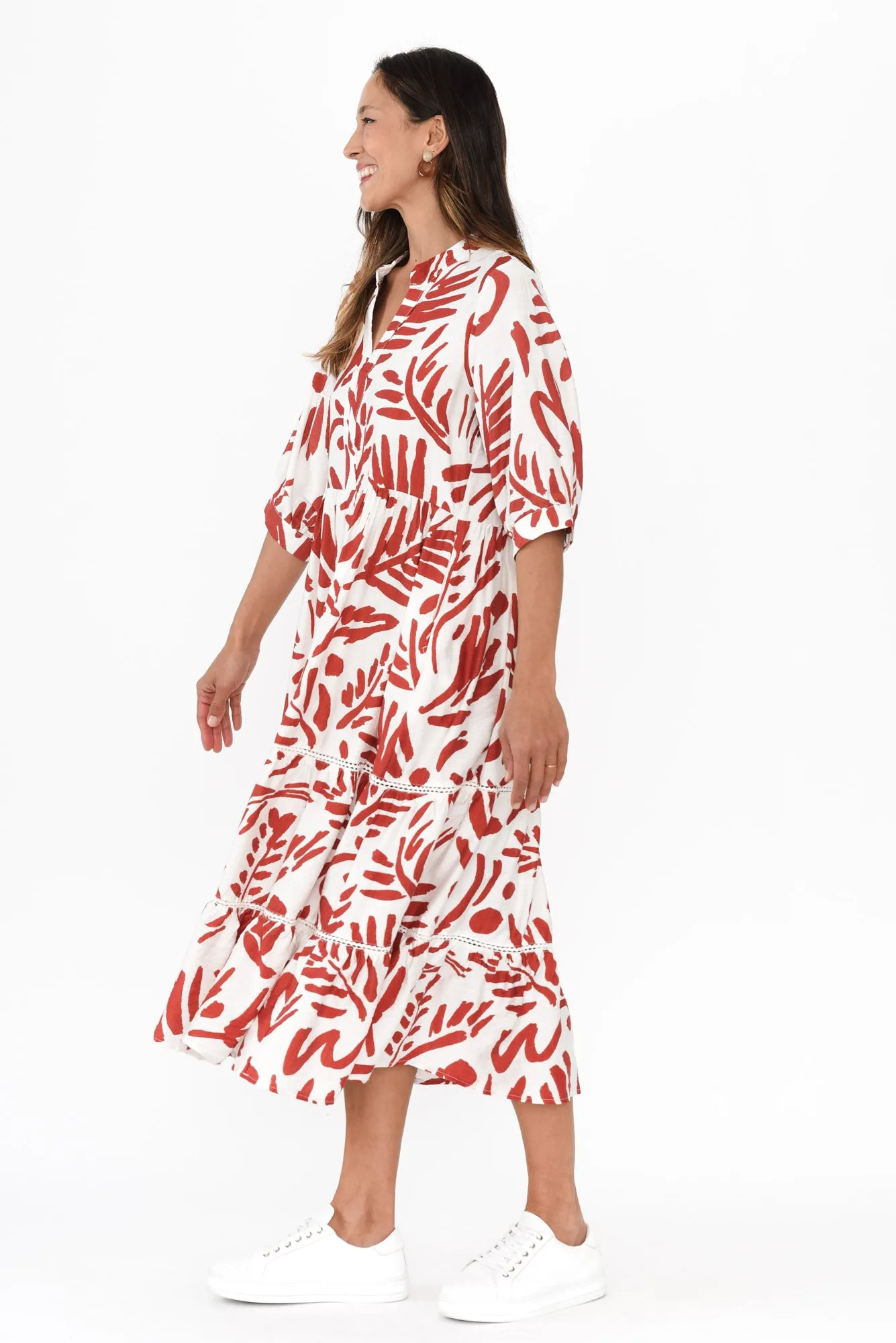 Lillian Rust Leaf Tier Dress sold by Blue Bungalow product image thumbnail 3