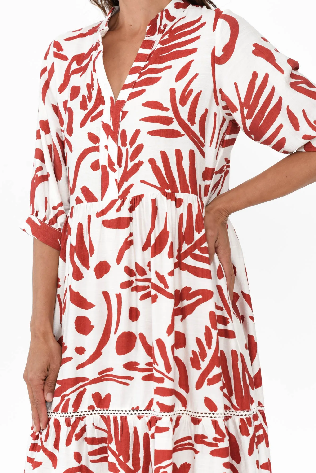 Lillian Rust Leaf Tier Dress sold by Blue Bungalow product image thumbnail 5