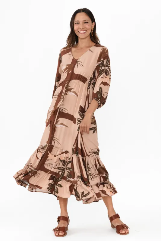 Cameron Chocolate Leaf Tie Dress sold by Blue Bungalow