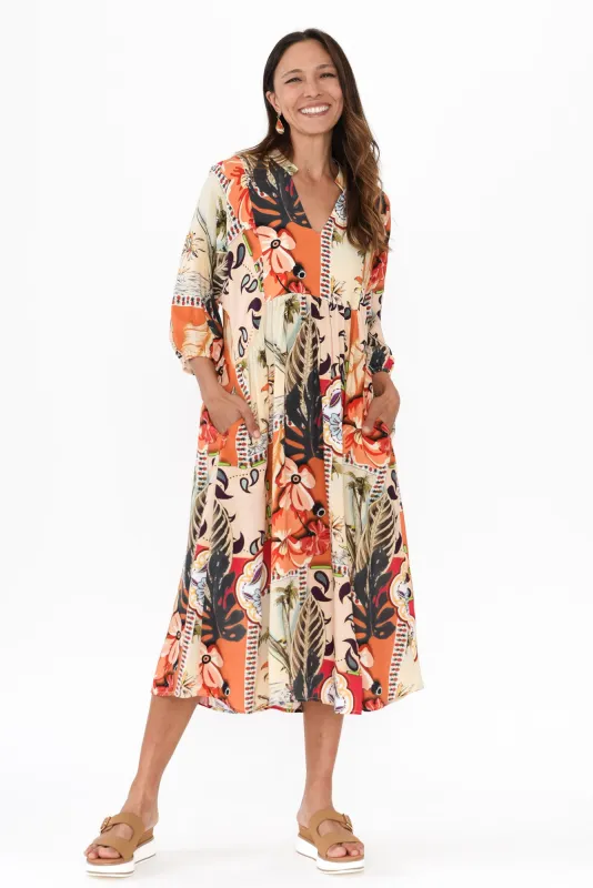 Embrata Orange Tropical Pocket Dress sold by Blue Bungalow