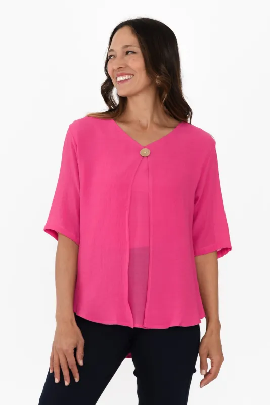 Yasmin Hot Pink Layered Button Top sold by Blue Bungalow
